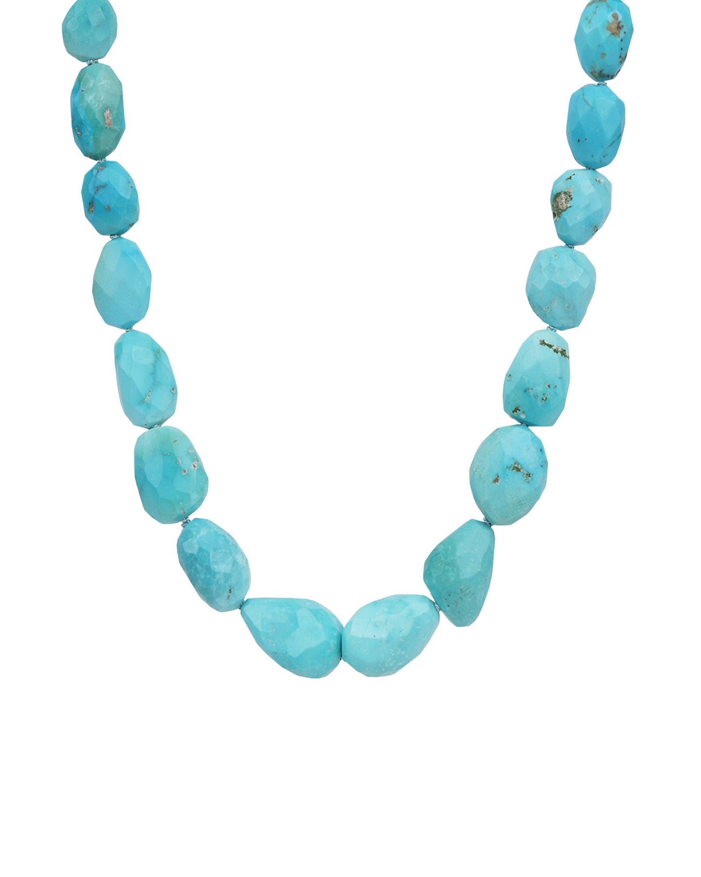 Faceted Sleeping Beauty Turquoise Nugget Beaded Necklace