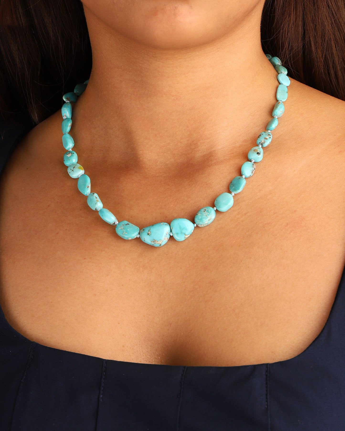 Turquoise Nugget Beaded Necklace