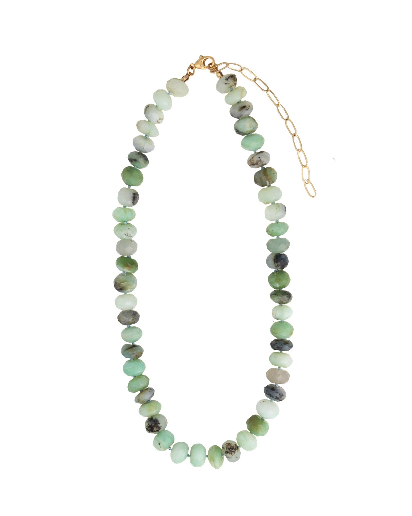 Faceted Peruvian Opal Rondelle Beaded Necklace | 10.5mm