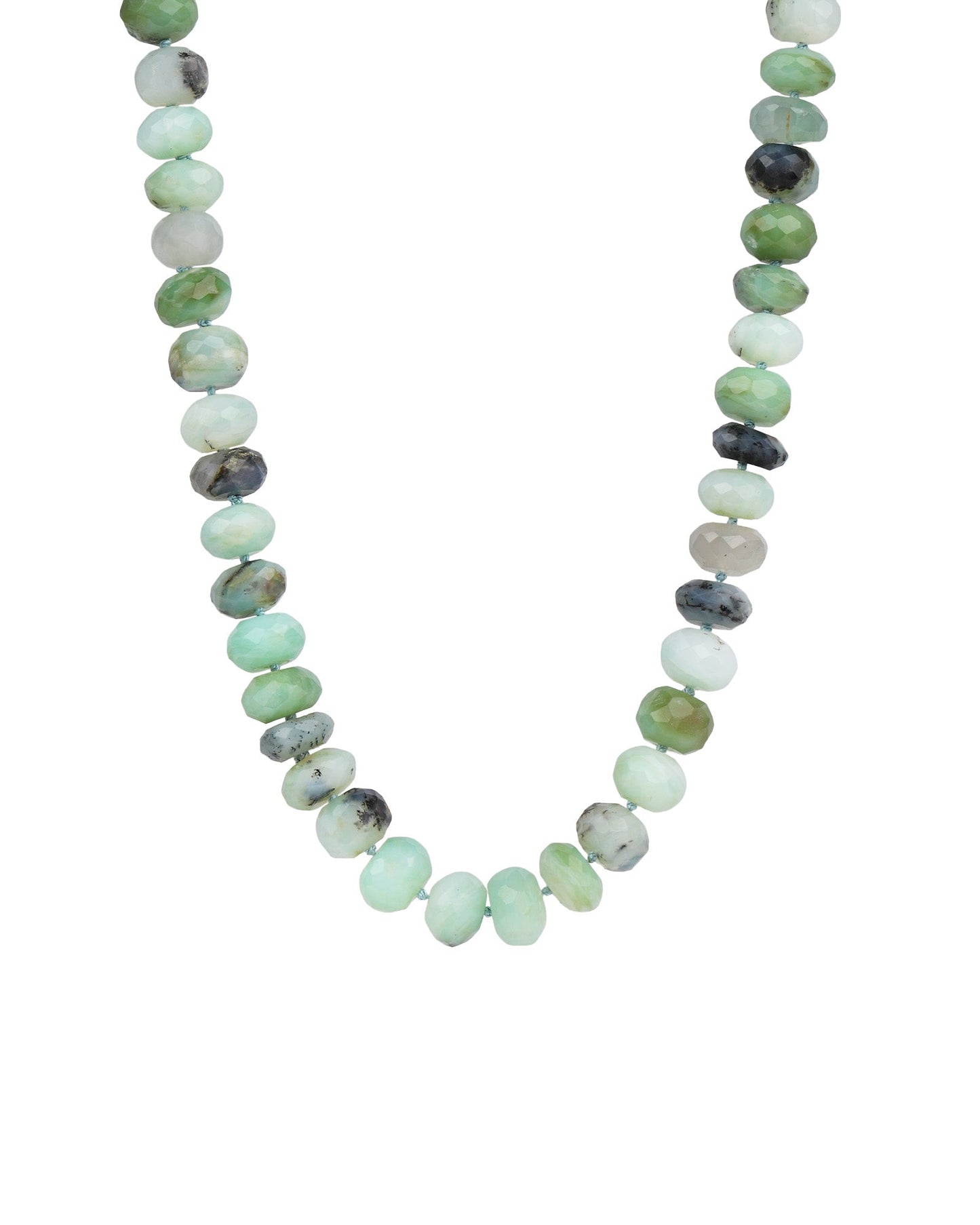 Faceted Peruvian Opal Rondelle Beaded Necklace | 10.5mm