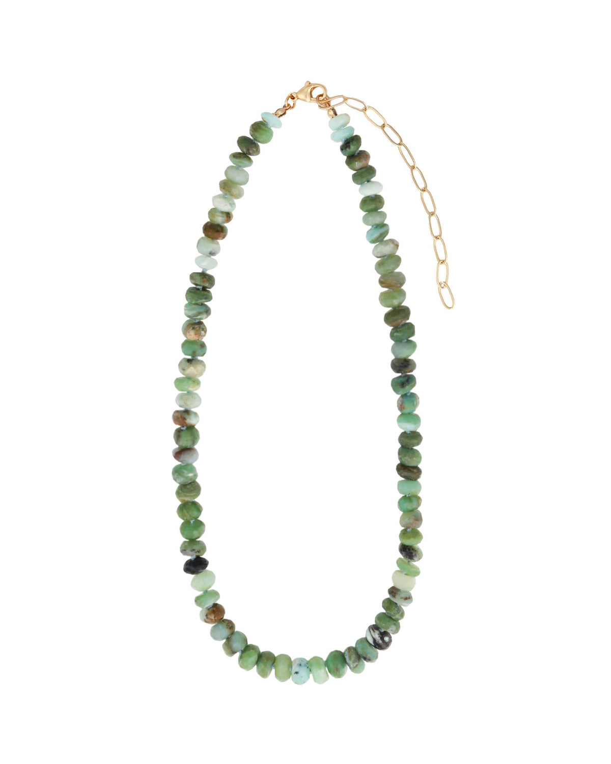 Faceted Chrysoprase Rondelle Beaded Necklace | 8.5mm