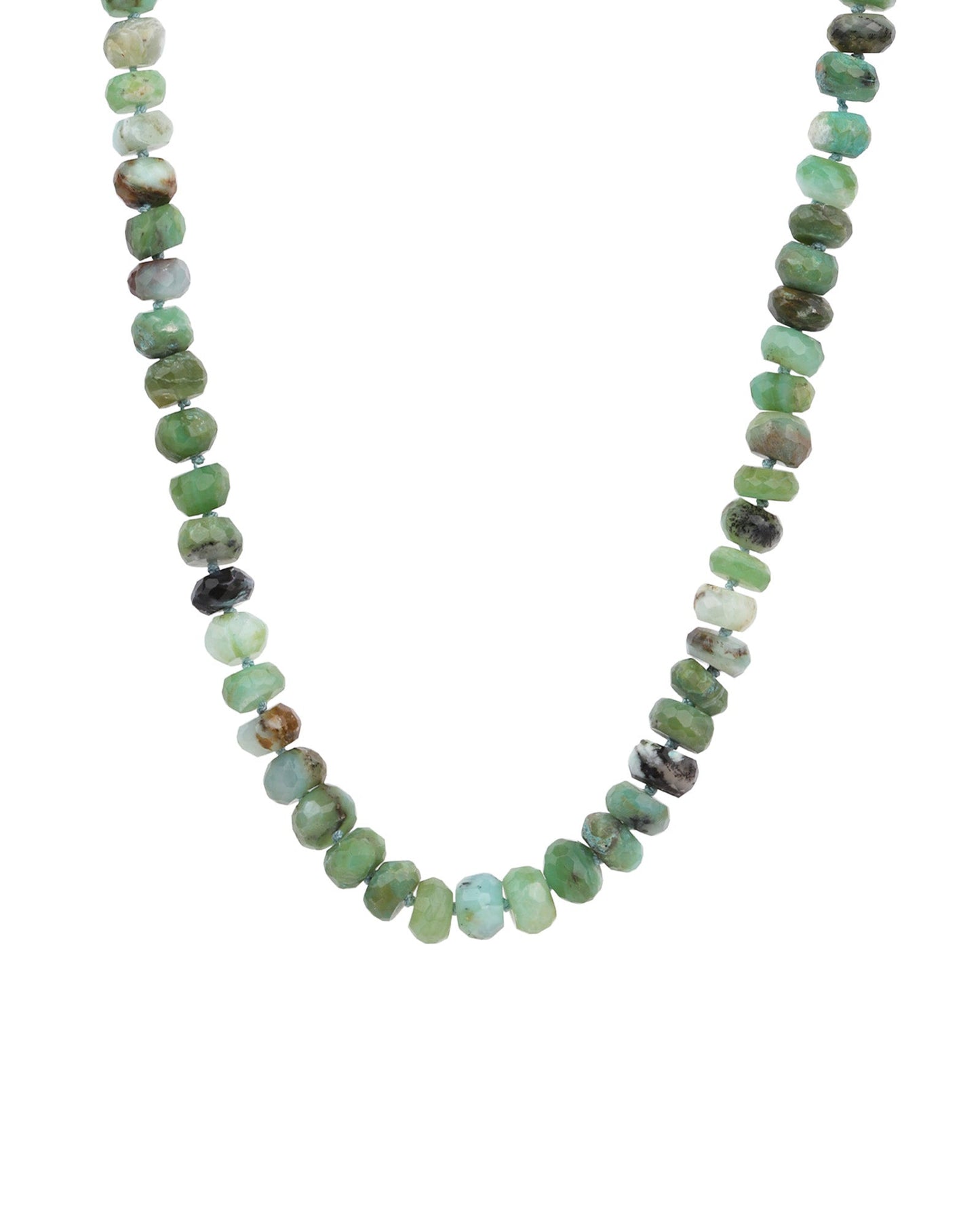 Faceted Chrysoprase Rondelle Beaded Necklace | 8.5mm