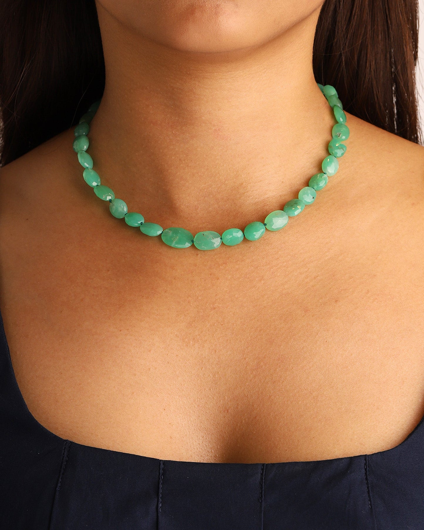 Faceted Chrysoprase Beaded Necklace