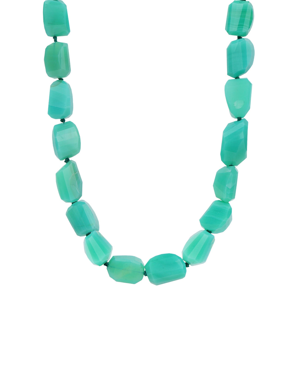 Faceted Chrysoprase Nugget Beaded Necklace