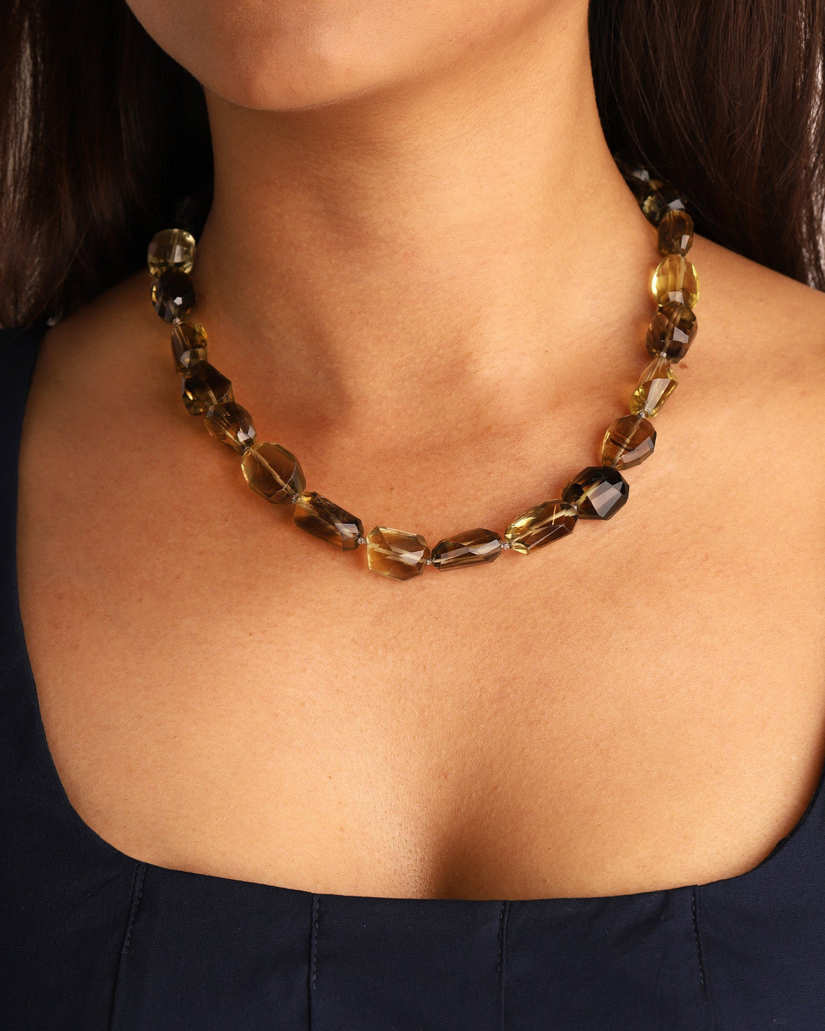 Faceted Lemon Quartz Beaded Necklace