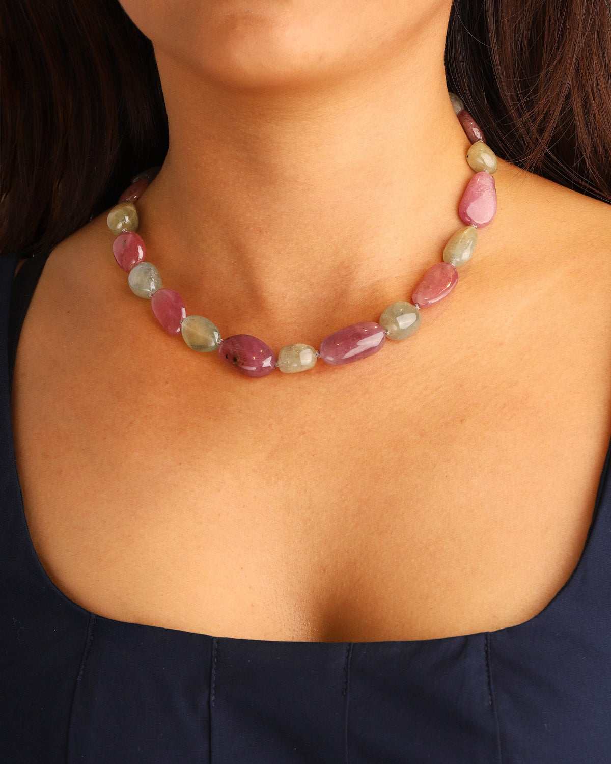 Multi Sapphire Beaded Necklace