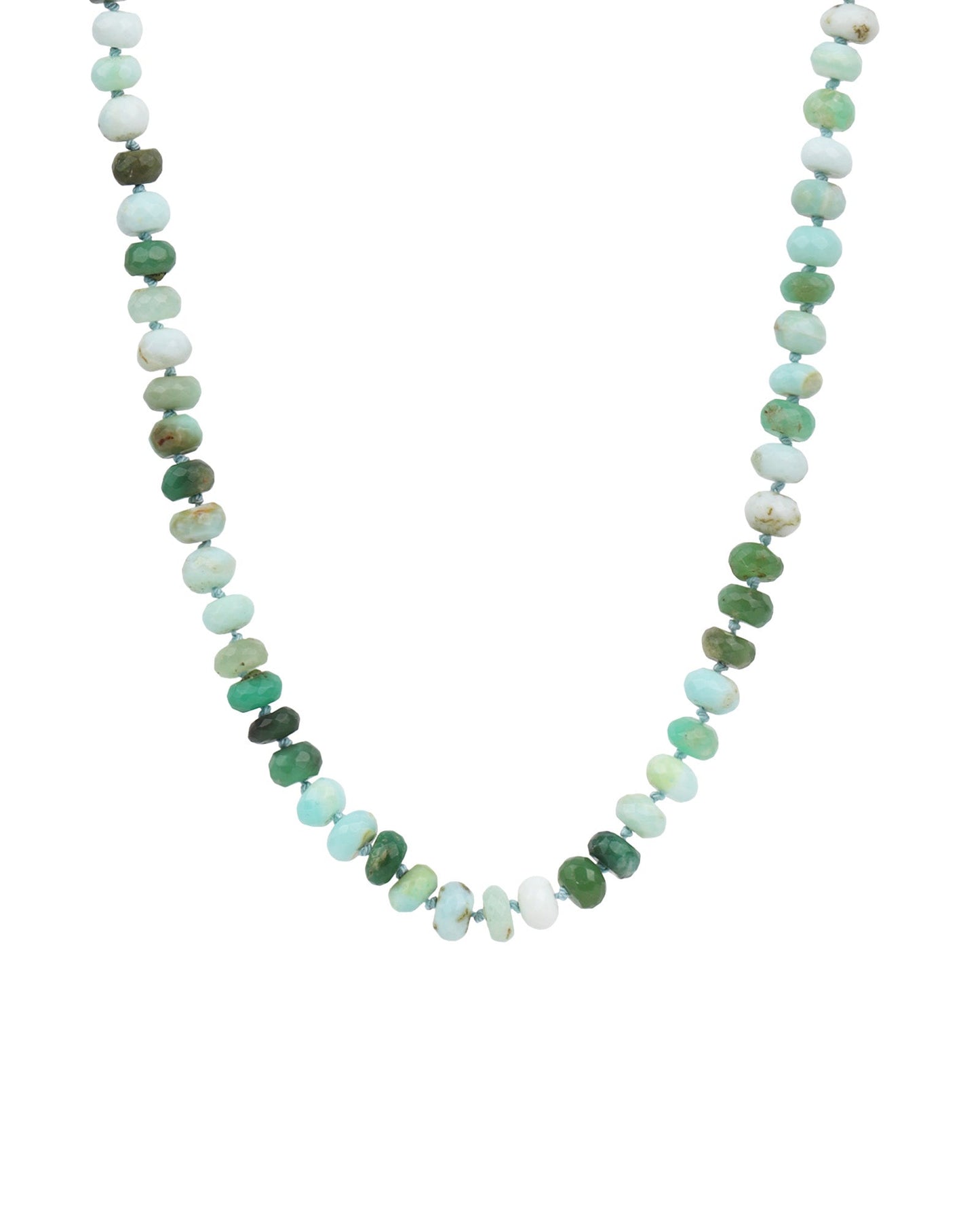Faceted Peruvian Opal Rondelle Beaded Necklace | 8.5mm