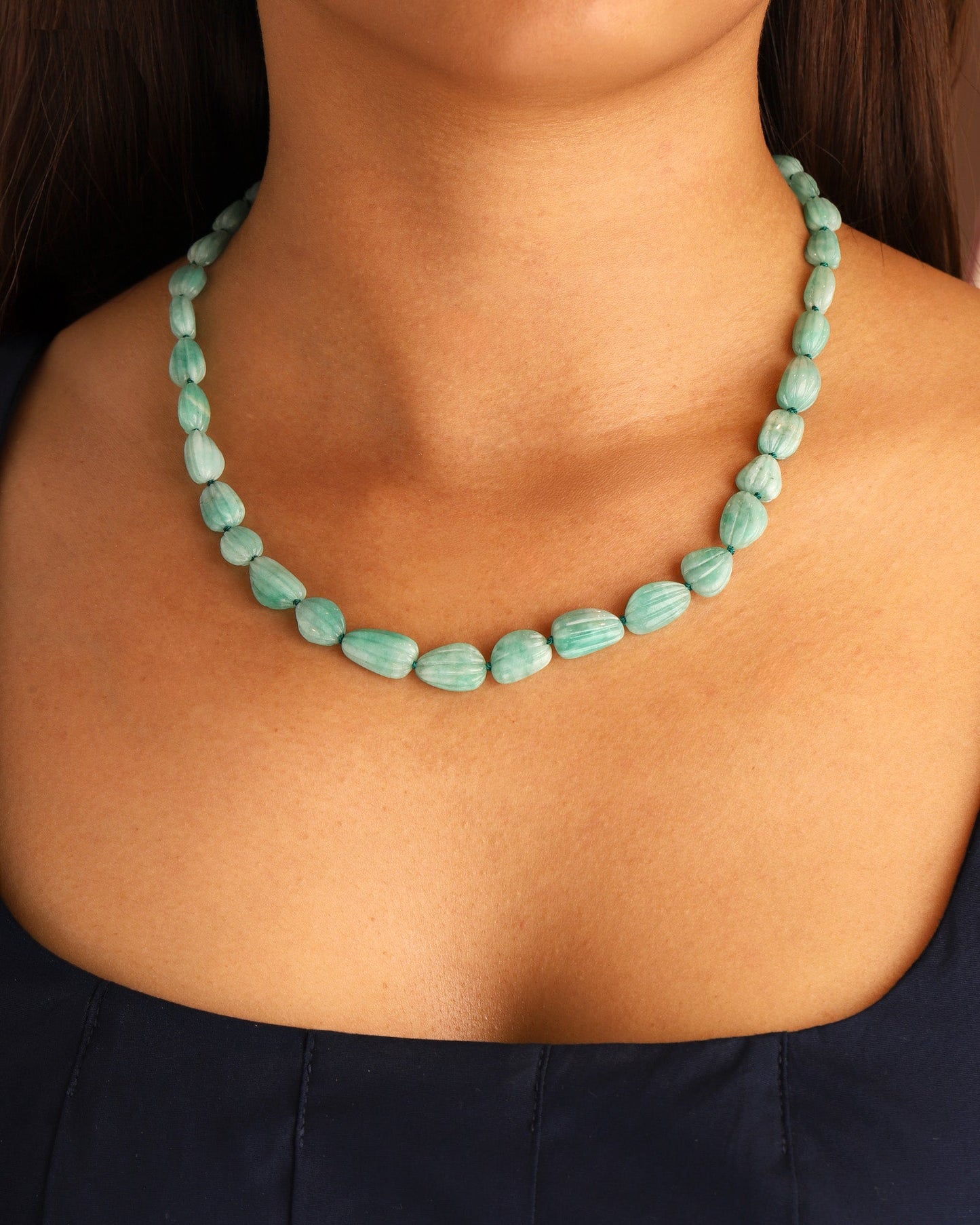 Carved Emerald Beaded Necklace