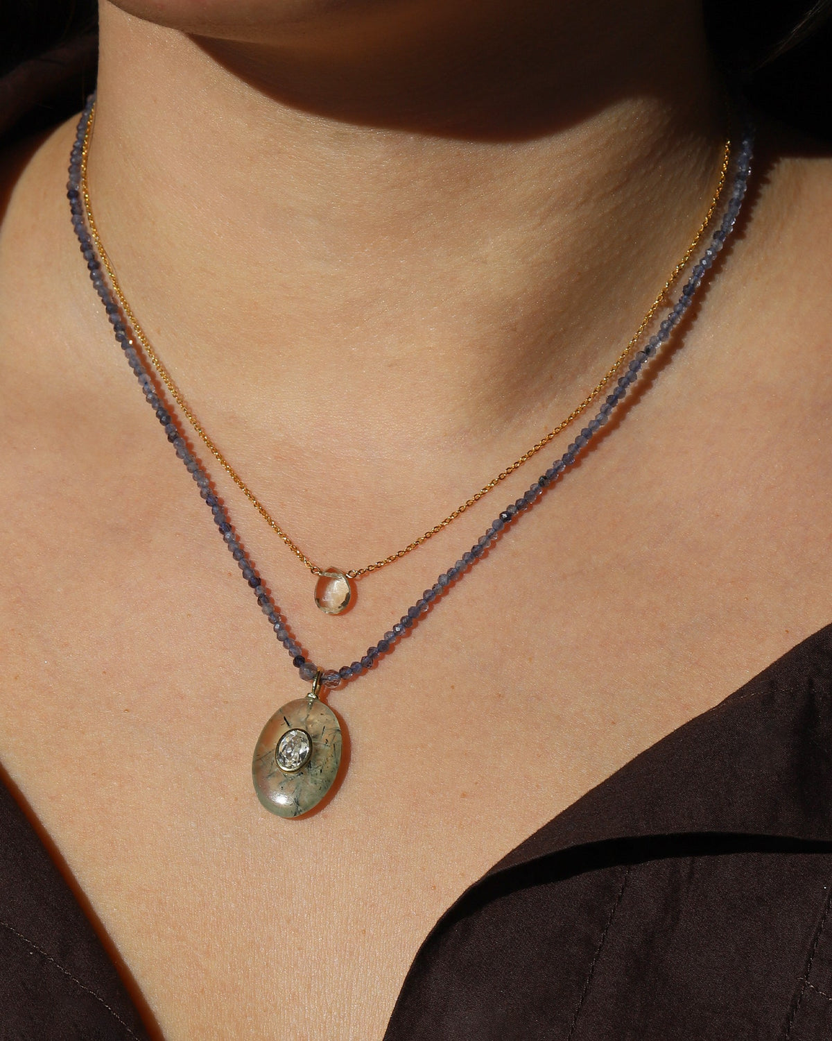 Prasiolite Pear Cable Chain Necklace | 10mm