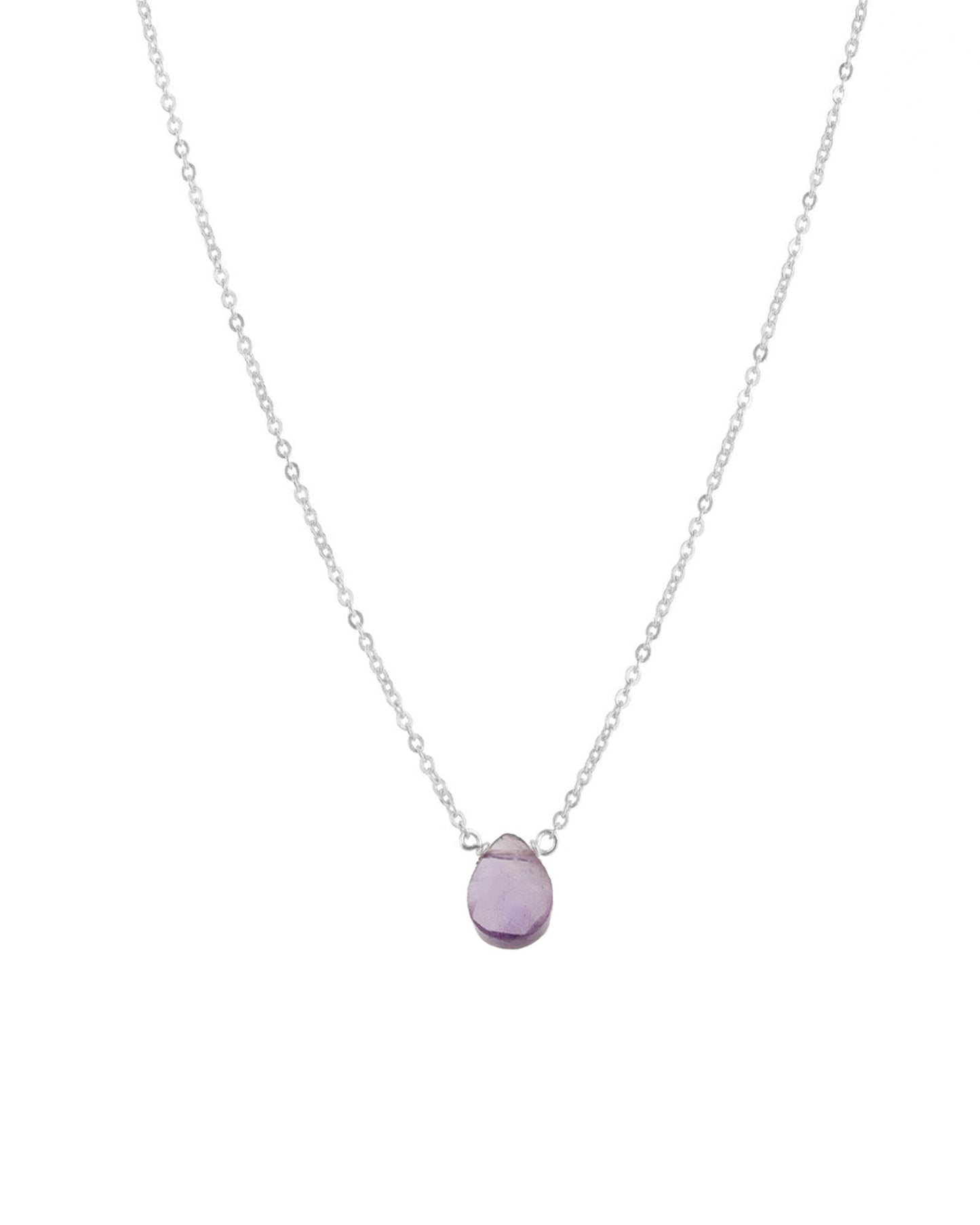Amethyst Pear Cable Chain Necklace | 6mm