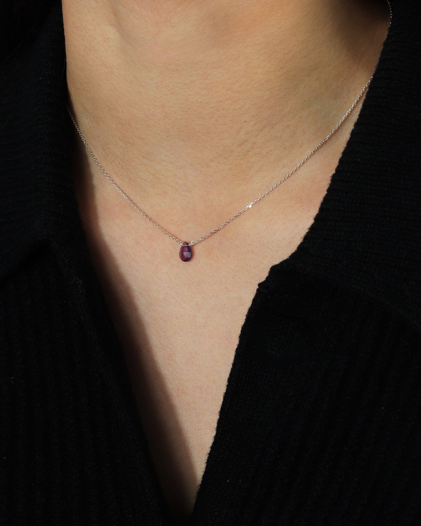 Amethyst Pear Cable Chain Necklace | 6mm