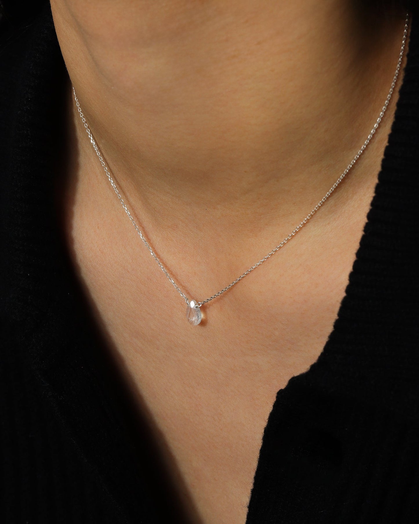 Moonstone Pear Cable Chain Necklace | 6mm