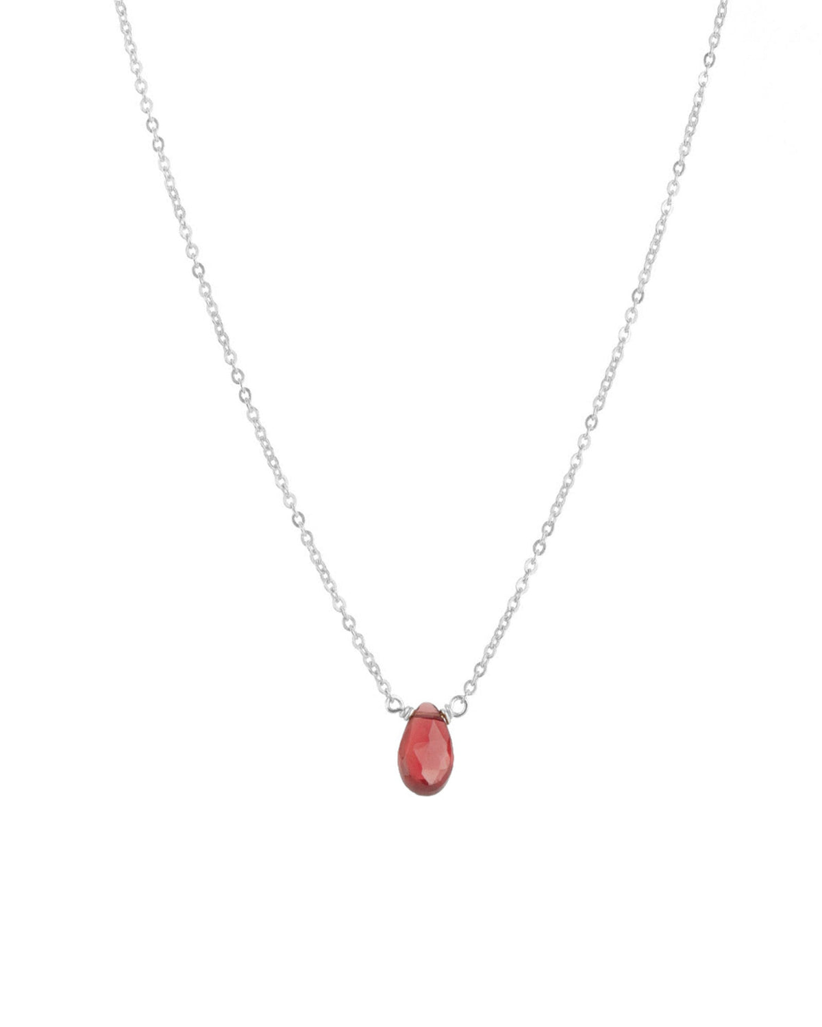 Garnet Pear Cable Chain Necklace | 6mm