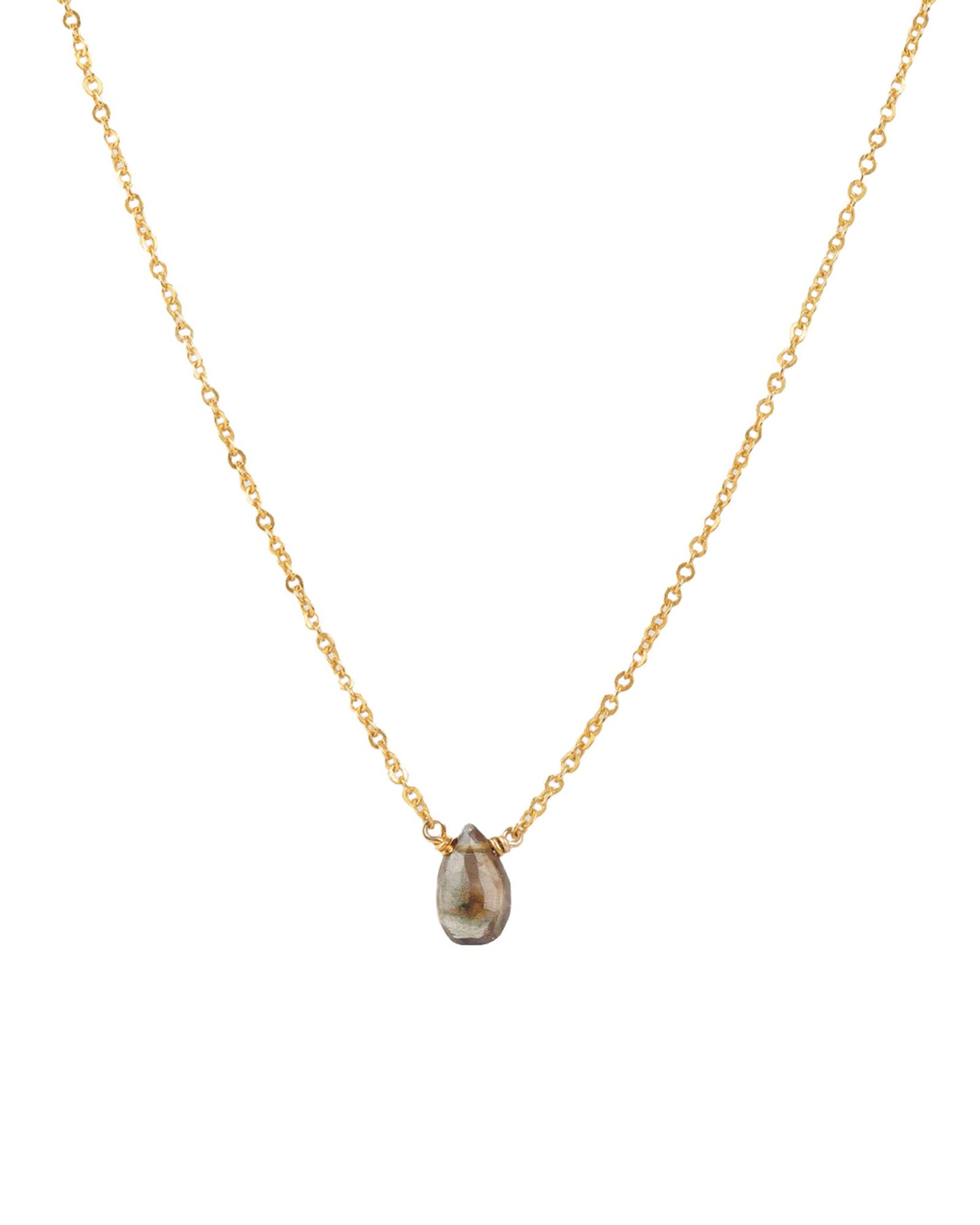 Smoky Topaz Pear Cable Chain Necklace | 6mm