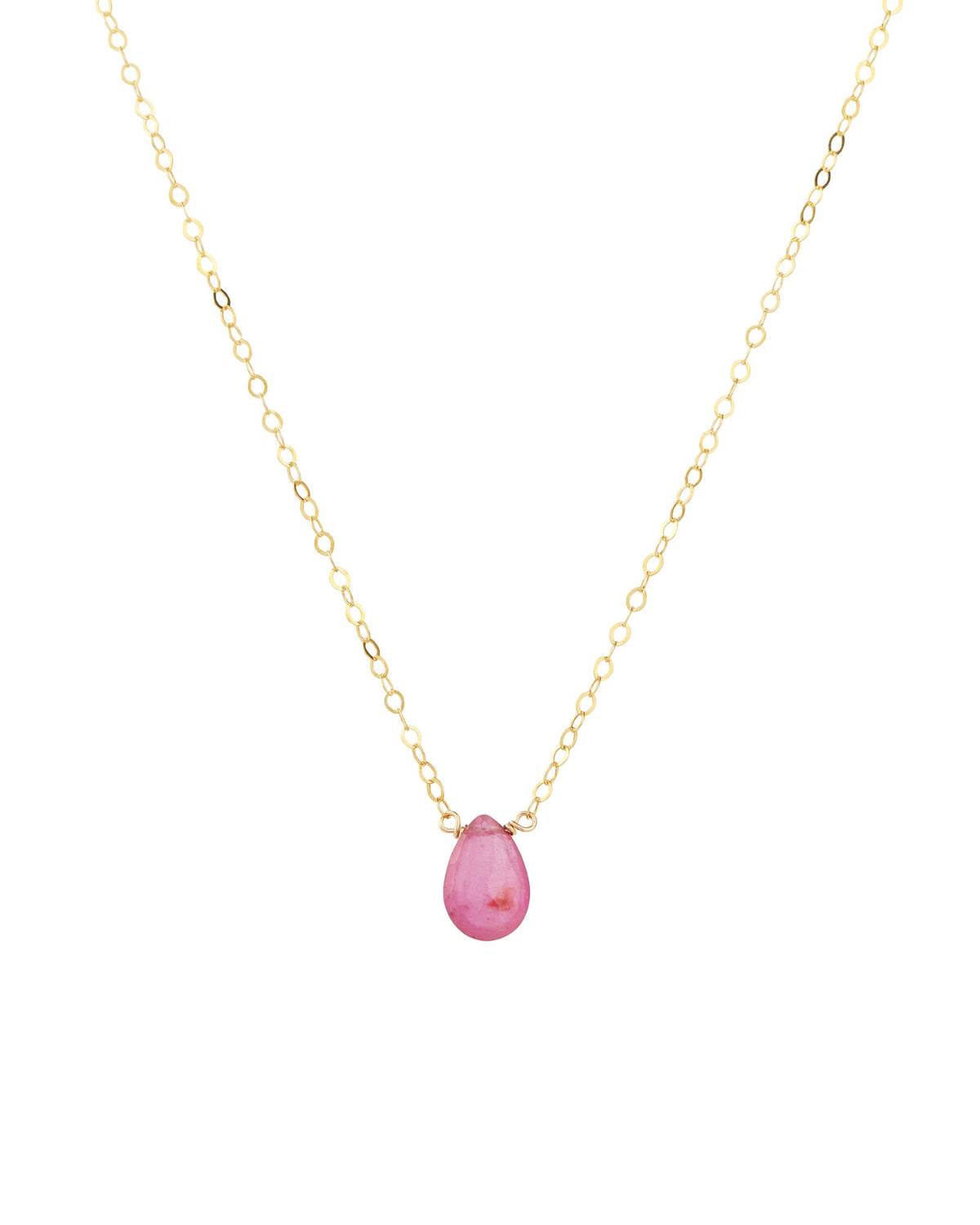 Pink Sapphire Pear Cable Chain Necklace | 6mm