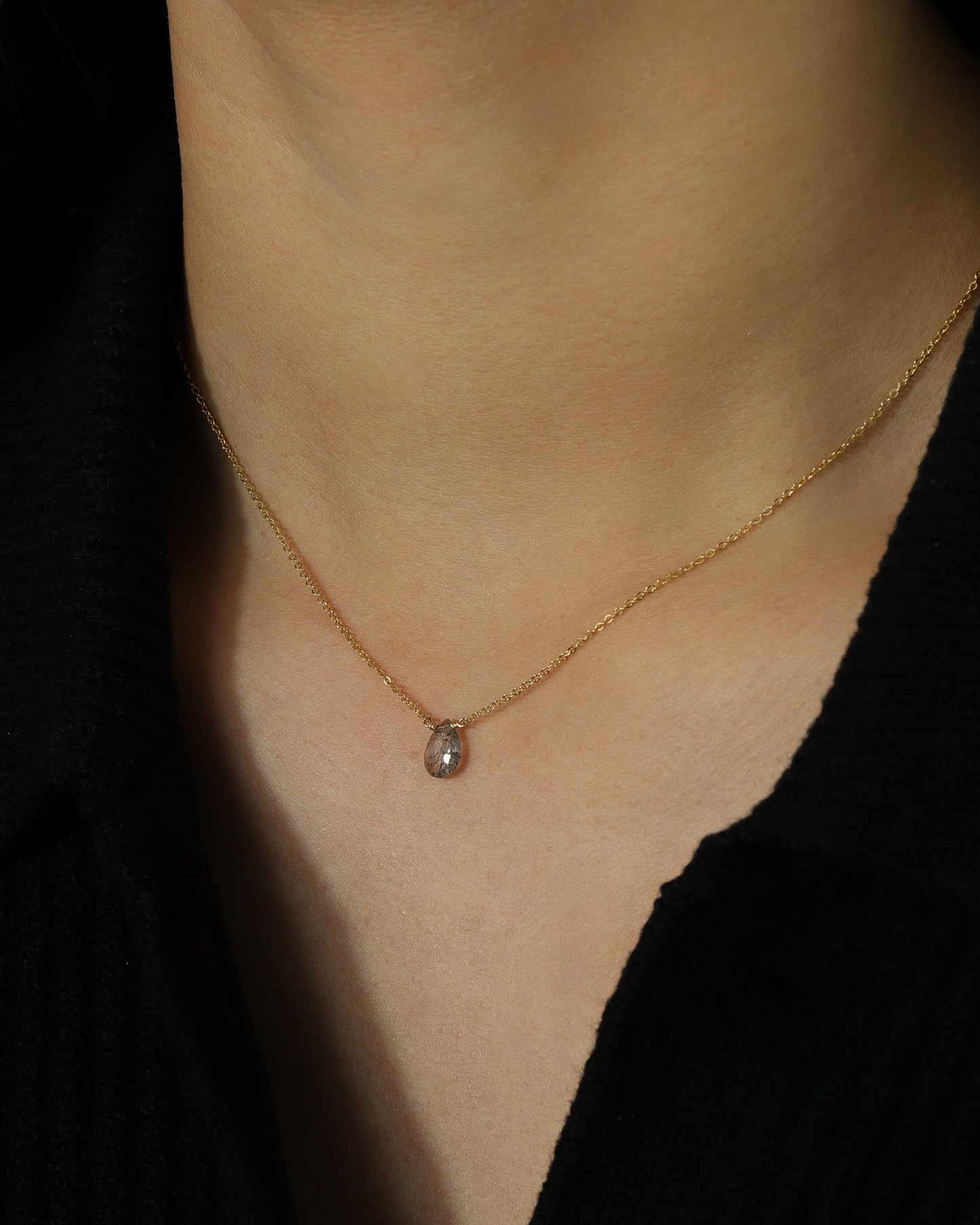 Rutilated Quartz Pear Cable Chain Necklace | 8mm