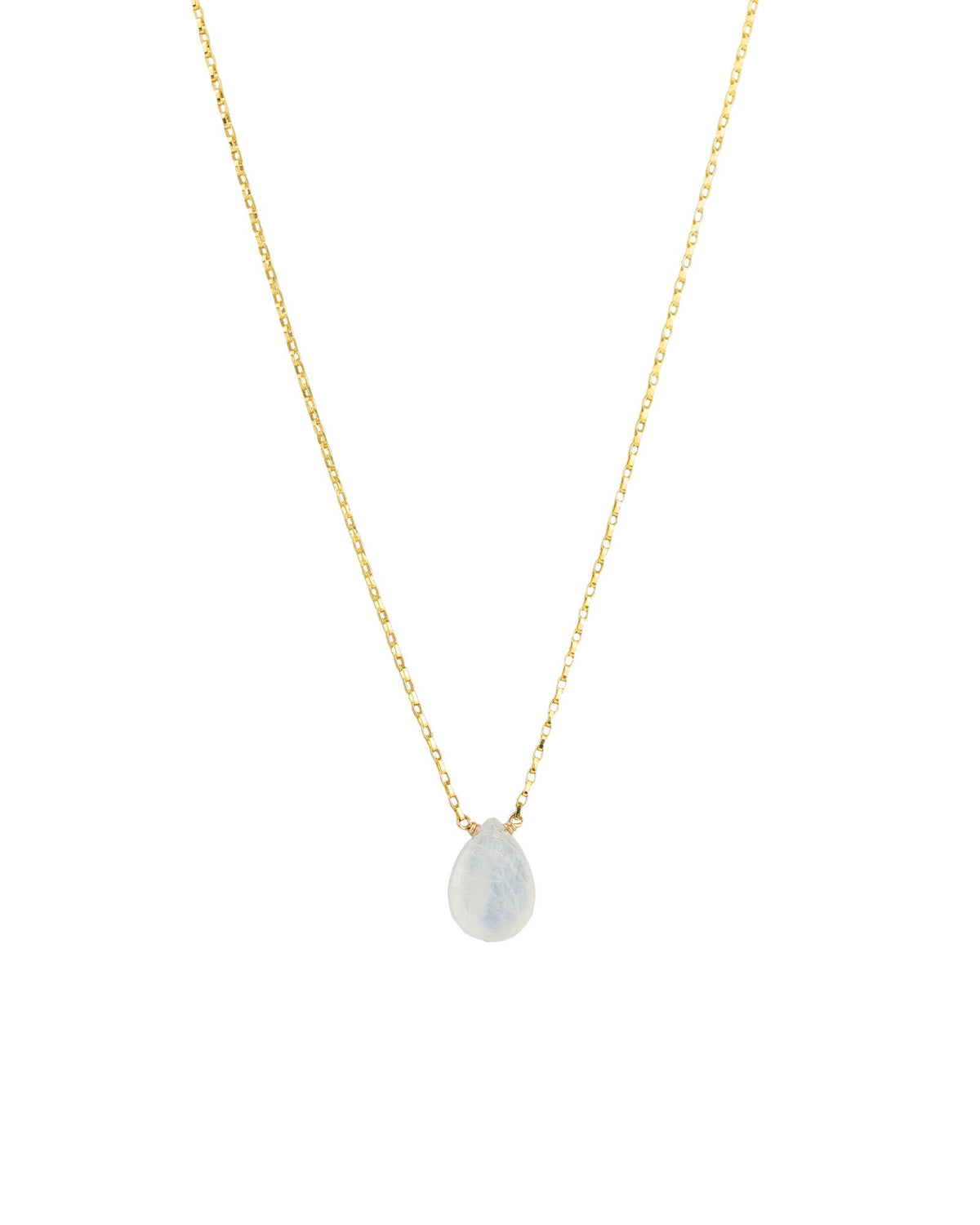 Rainbow Moonstone Pear Box Chain Necklace | 10mm