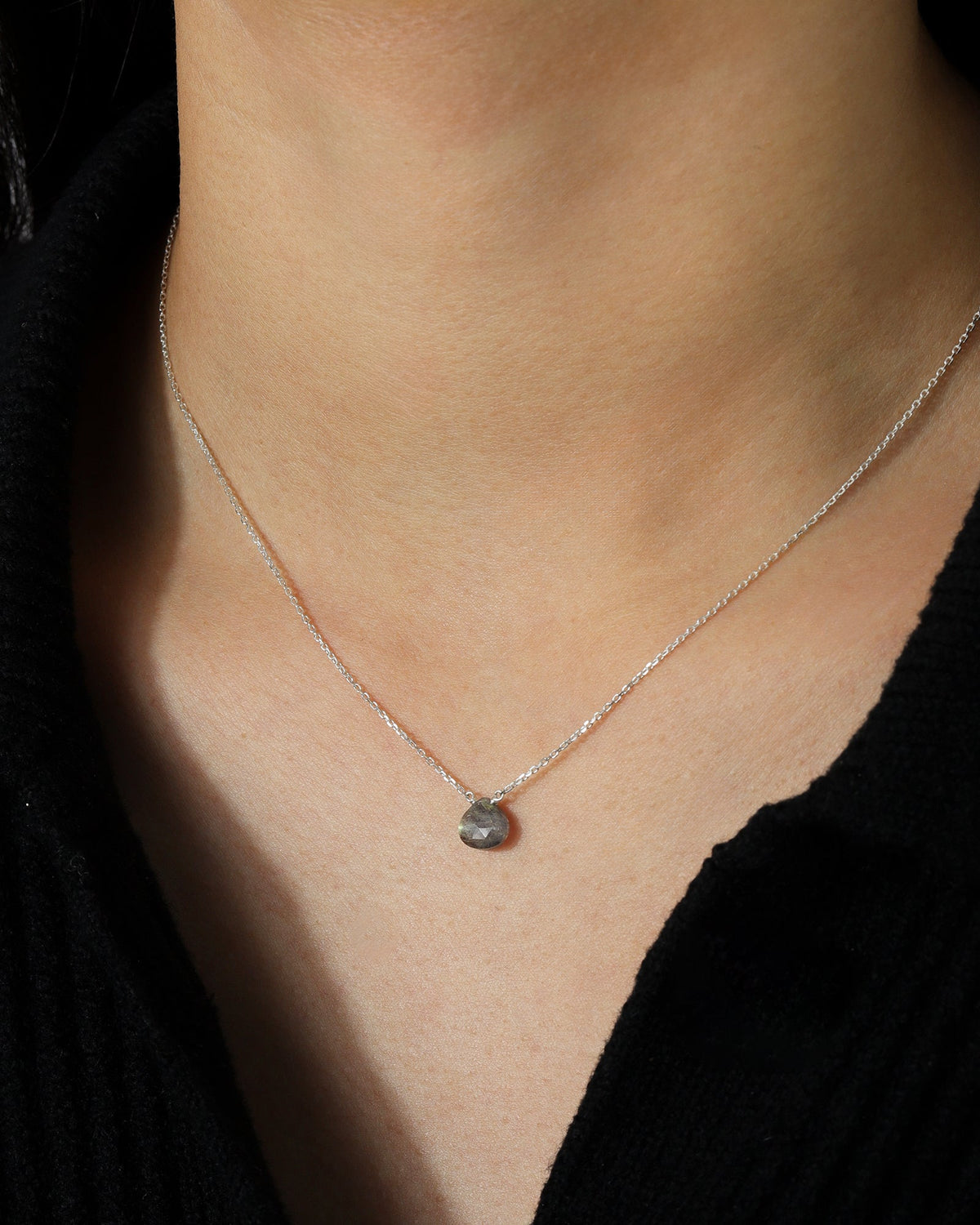 Labradorite Heart Cable Chain Necklace | 8mm