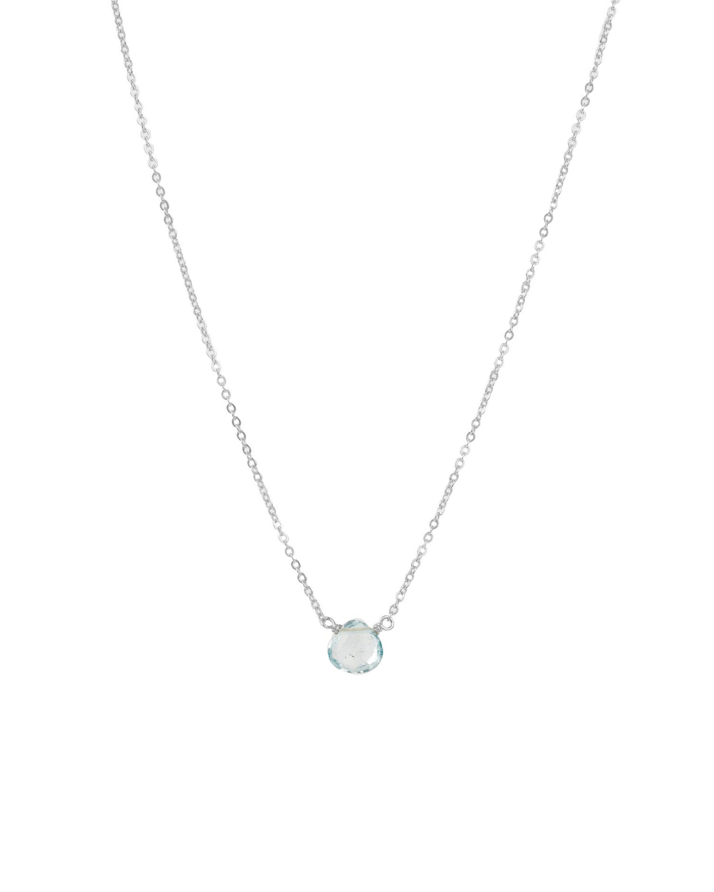 Blue Topaz Heart Cable Chain Necklace | 8mm