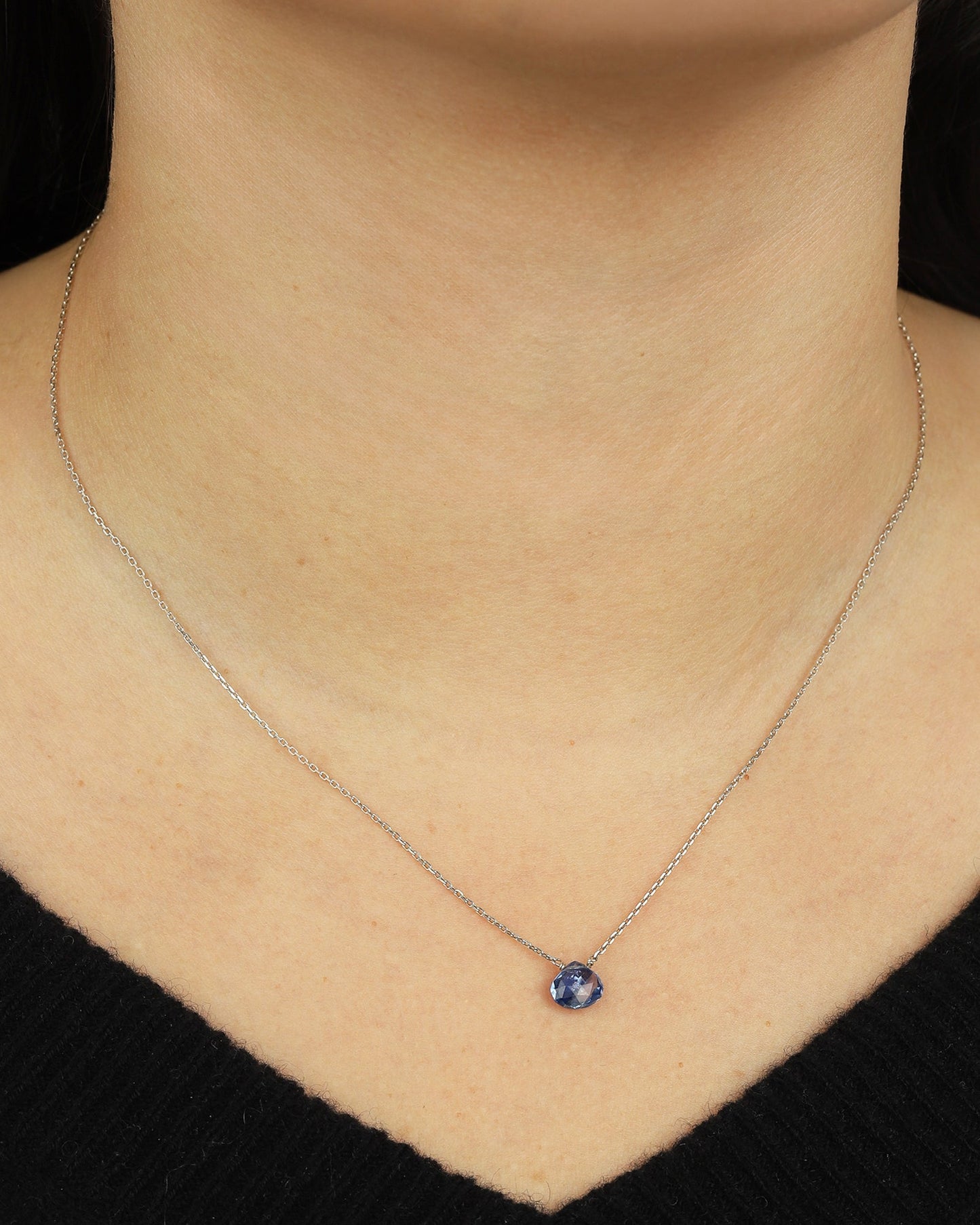 Blue Kyanite Heart Cable Chain Necklace | 8mm