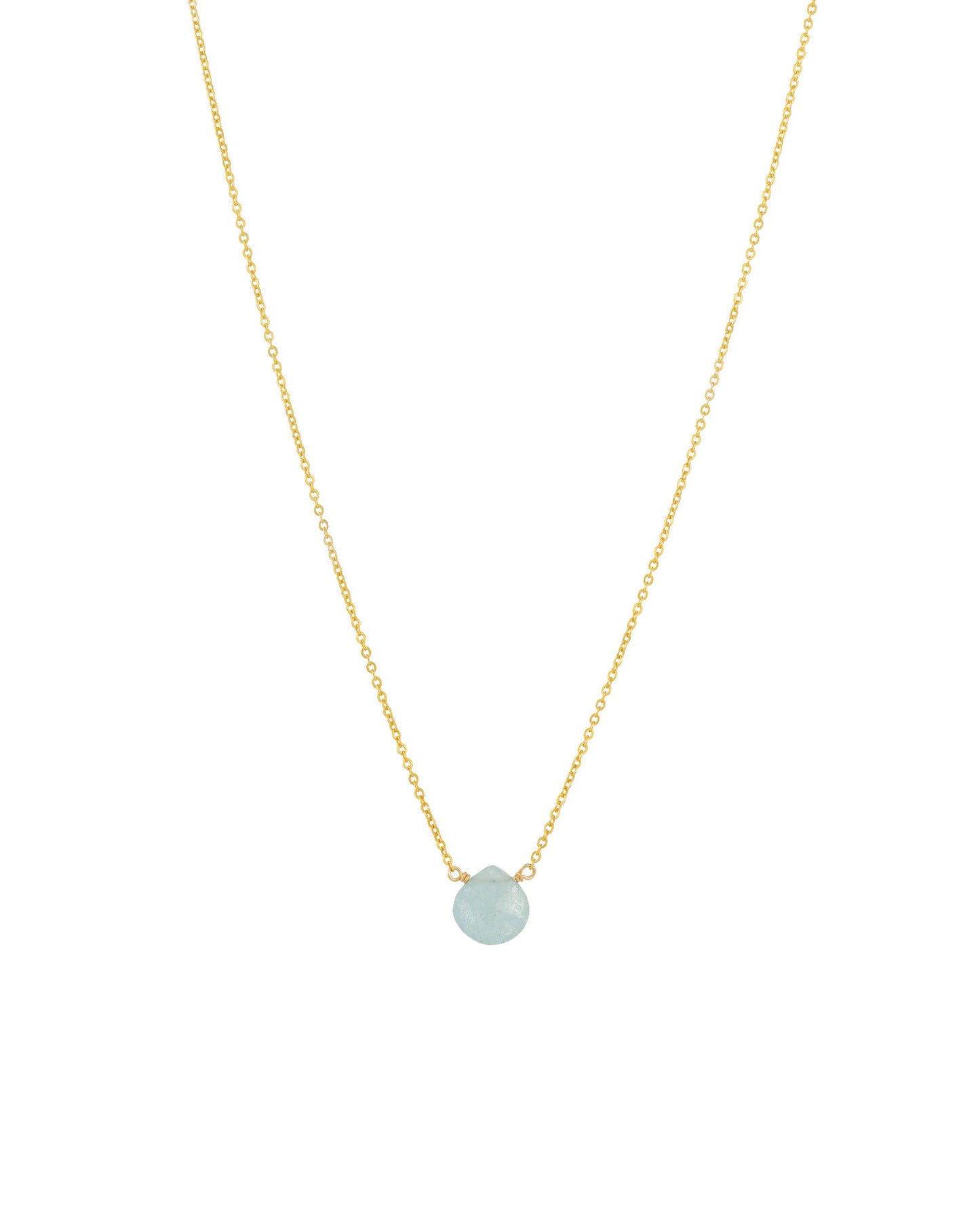 Aquamarine Heart Cable Chain Necklace | 8mm