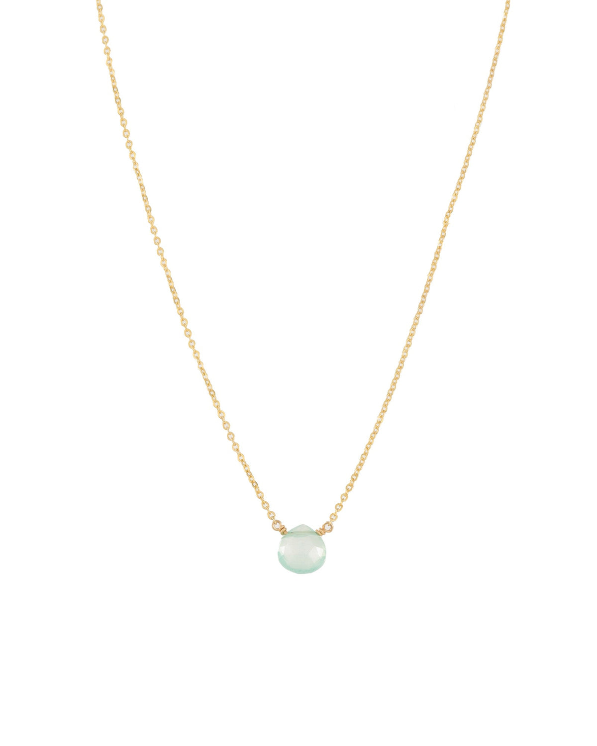 Aqua Chalcedony Heart Cable Chain Necklace | 8mm