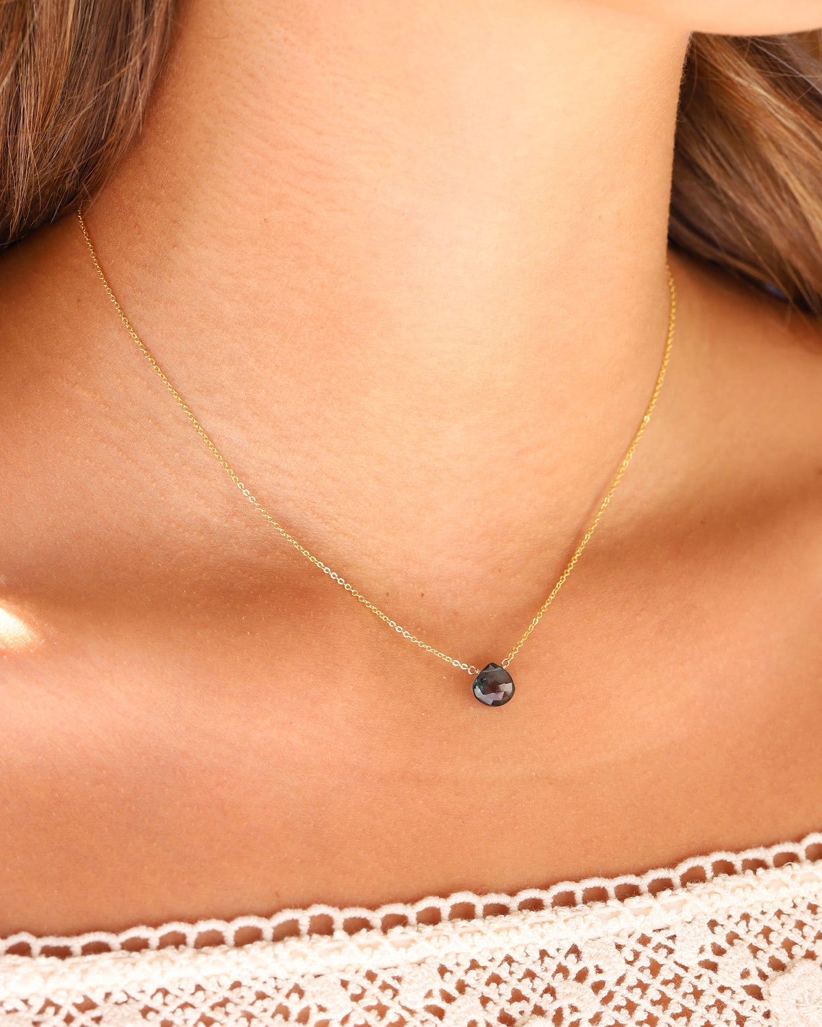 London Blue Topaz Heart Cable Chain Necklace | 8mm