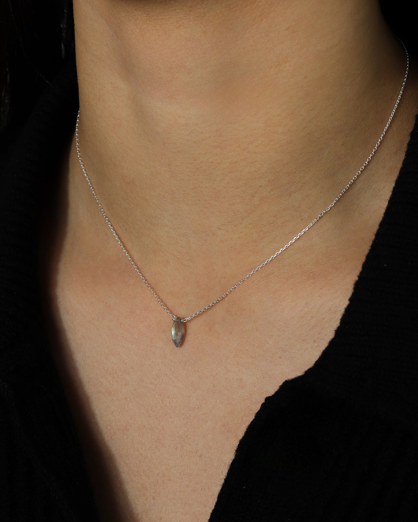 Labradorite Marquise Cable Chain Necklace | 10mm