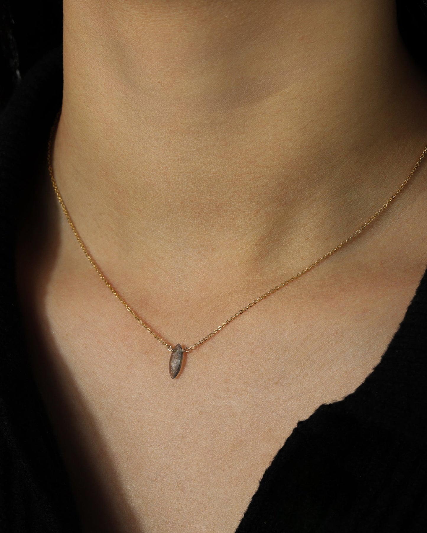 Labradorite Marquise Cable Chain Necklace | 10mm