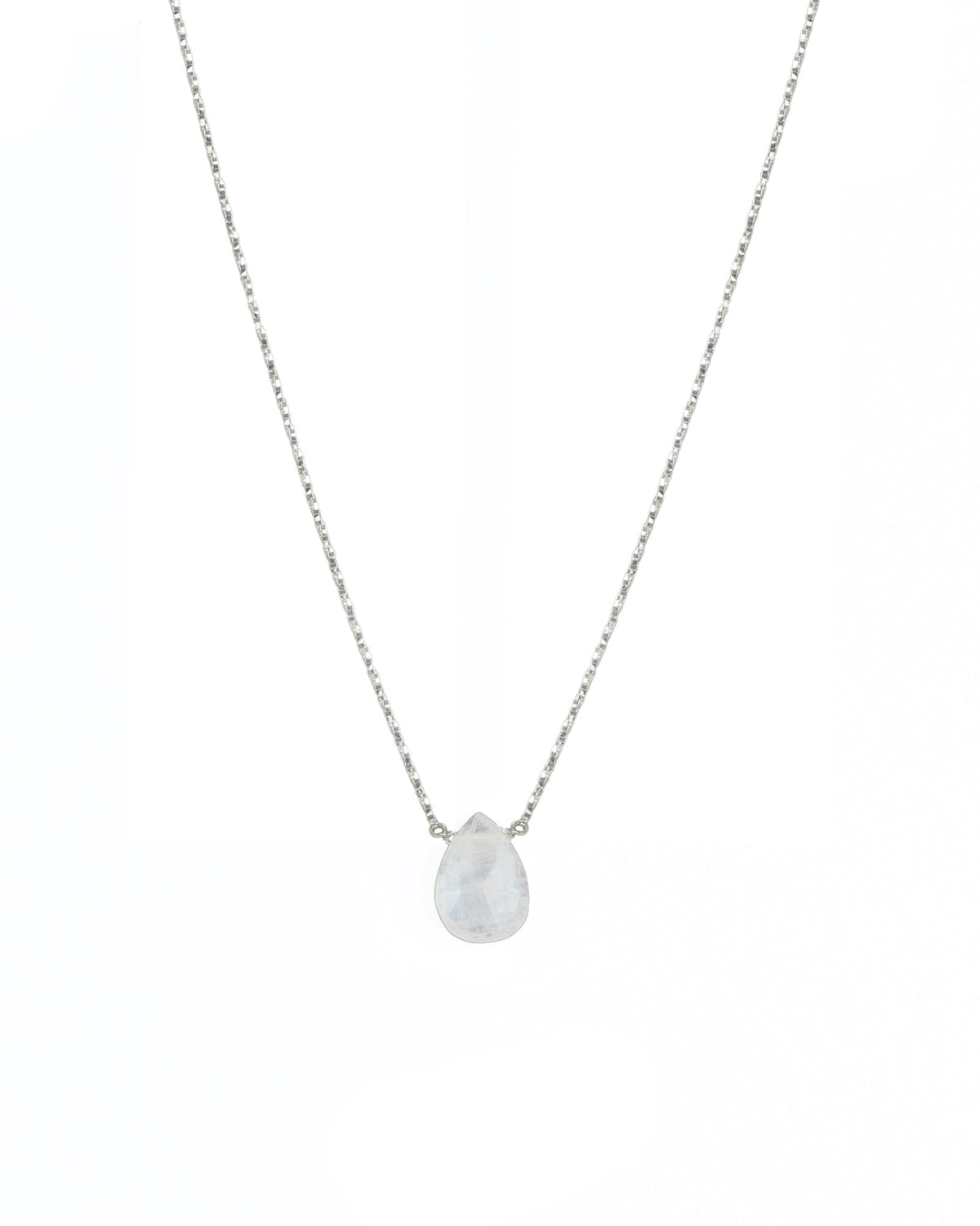 Rainbow Moonstone Pear Box Chain Necklace | 10mm