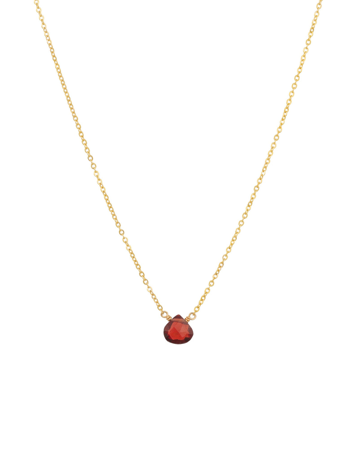 Garnet Heart Cable Chain Necklace | 10mm