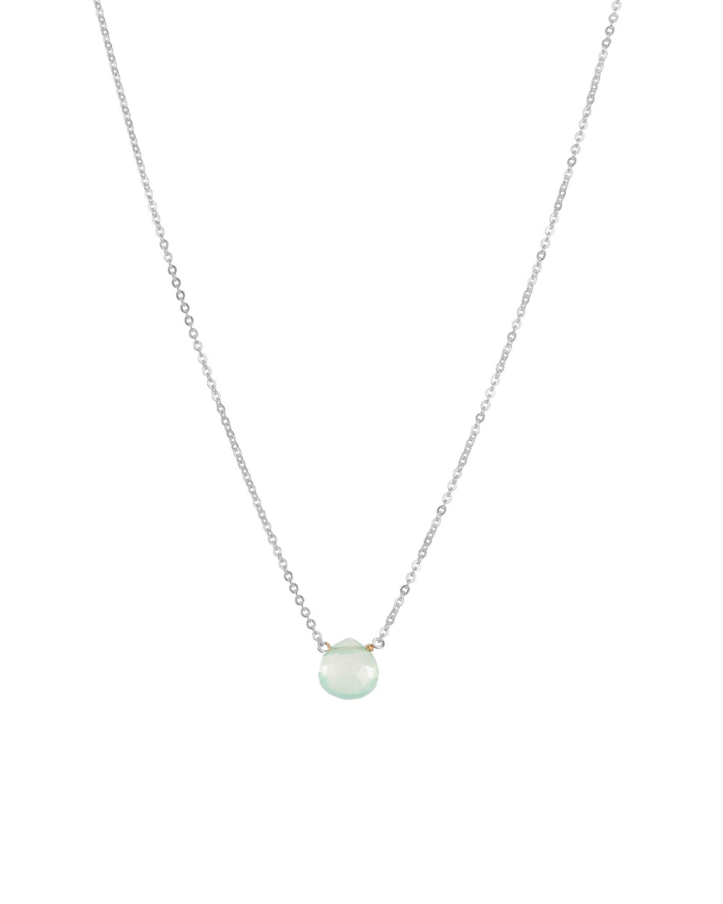 Aqua Chalcedony Heart Cable Chain Necklace | 8mm