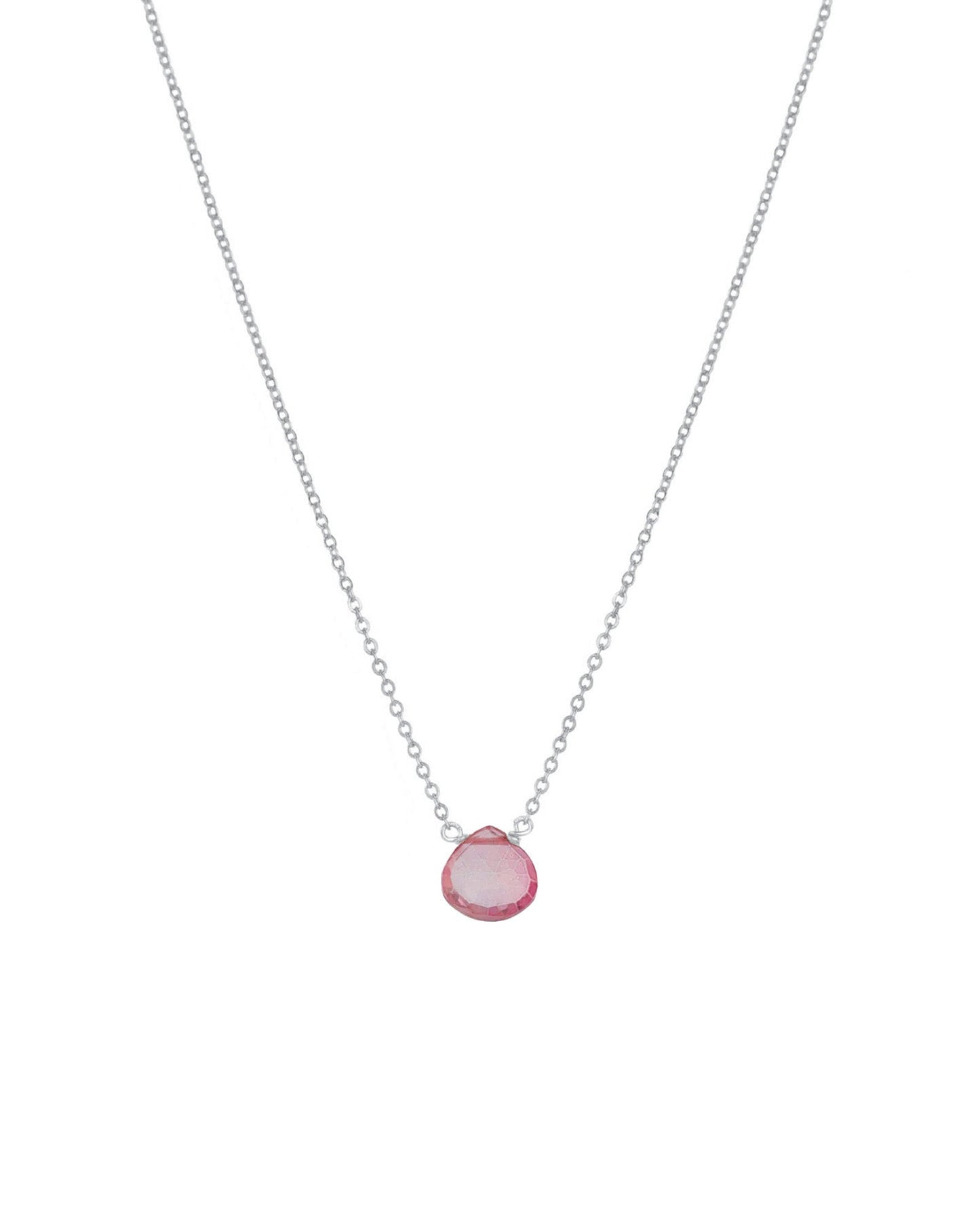 Pink Topaz Heart Cable Chain Necklace | 8mm