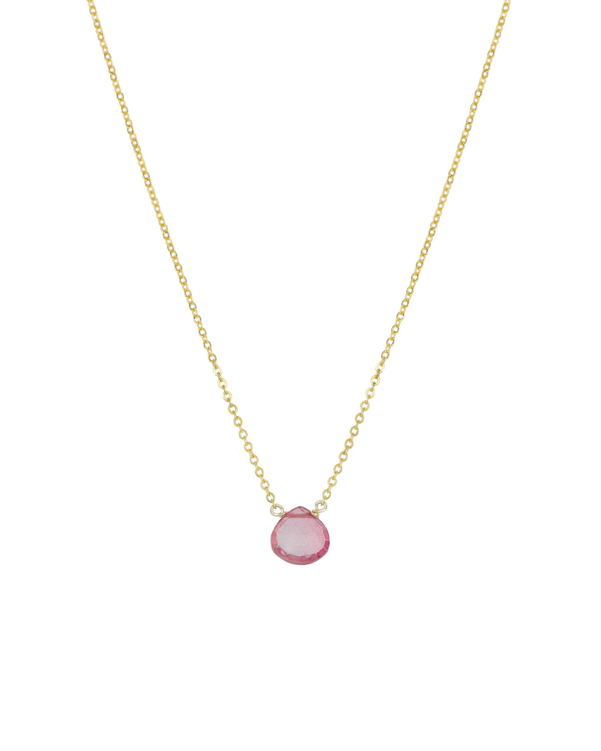Pink Topaz Heart Cable Chain Necklace | 8mm