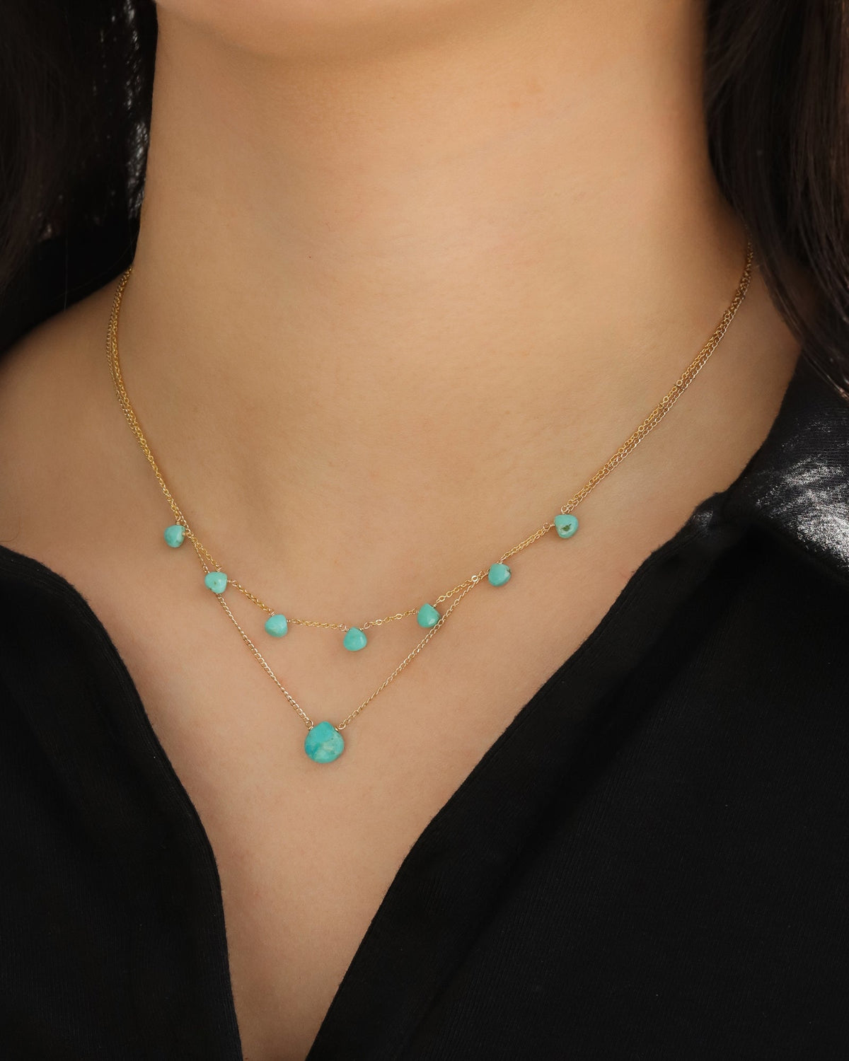 Turquoise Heart Curb Chain Necklace | 8mm