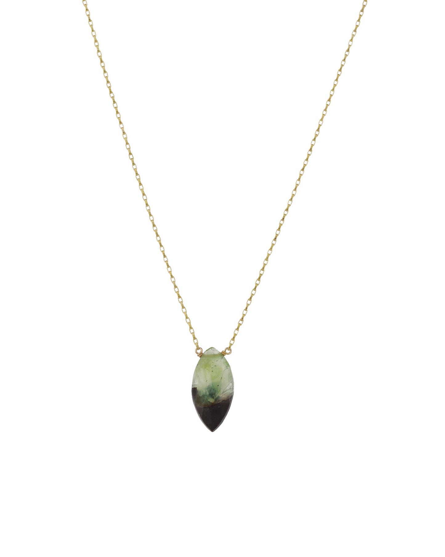Prehnite Marquise Box Chain Necklace | 16mm