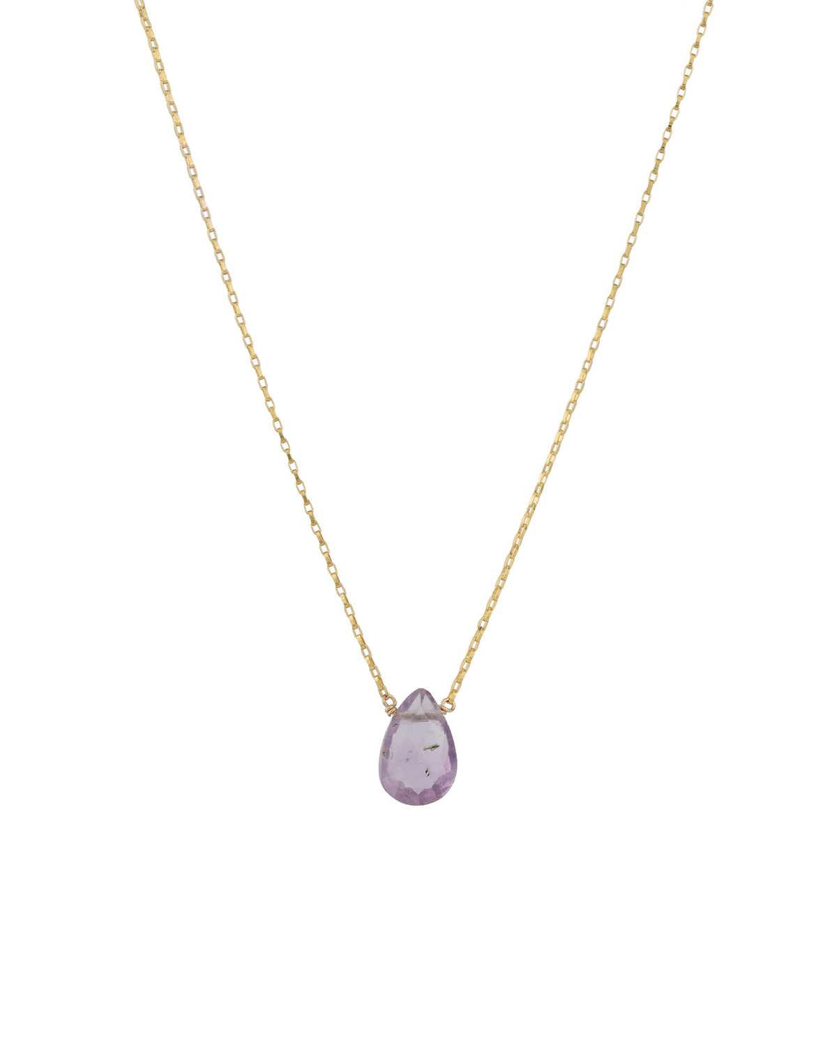 Amethyst Pear Box Chain Necklace | 10mm