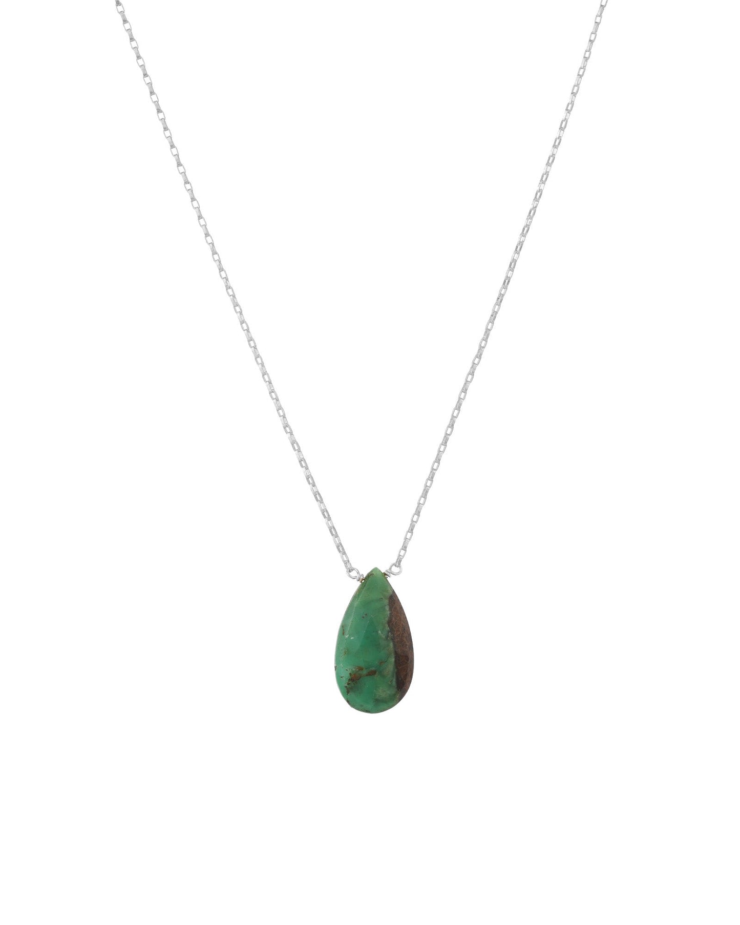 Chrysoprase Pear Box Chain Necklace | 10mm