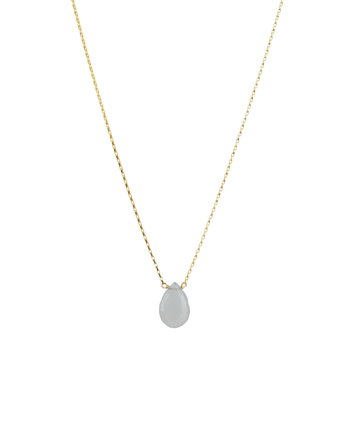 Chalcedony Pear Box Chain Necklace | 14mm