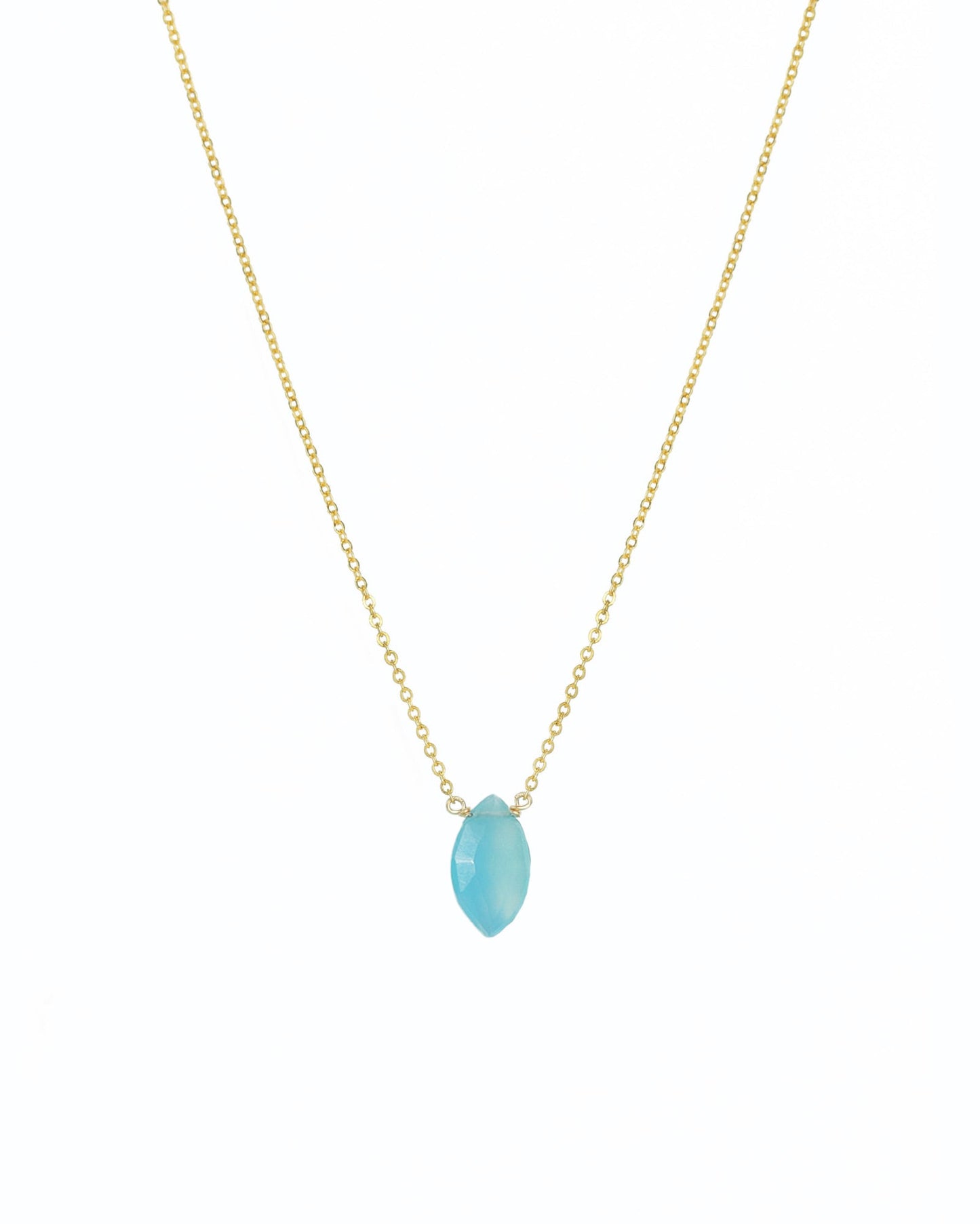 Blue Chalcedony Marquise Cable Chain Necklace | 12mm
