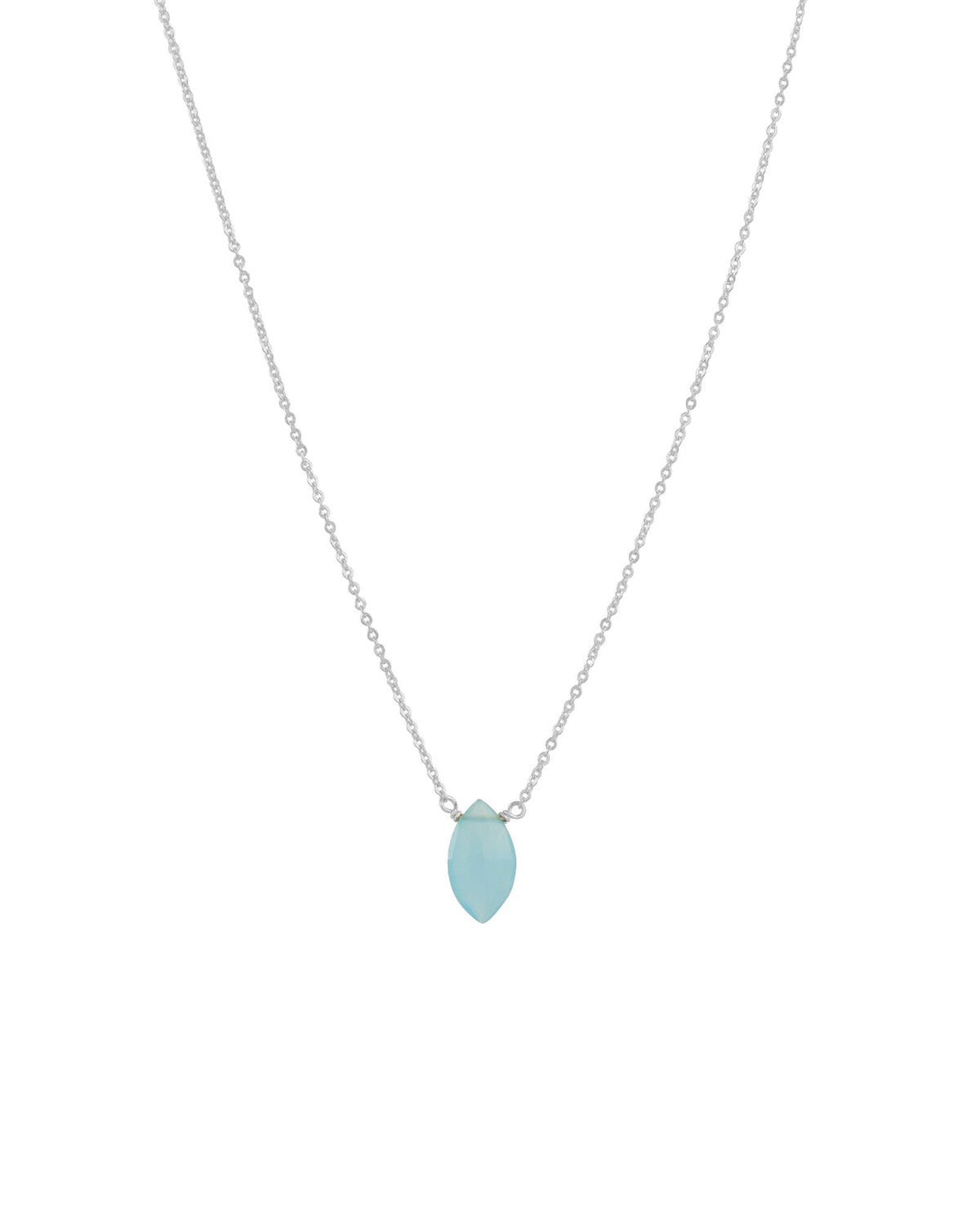 Blue Chalcedony Marquise Cable Chain Necklace | 12mm