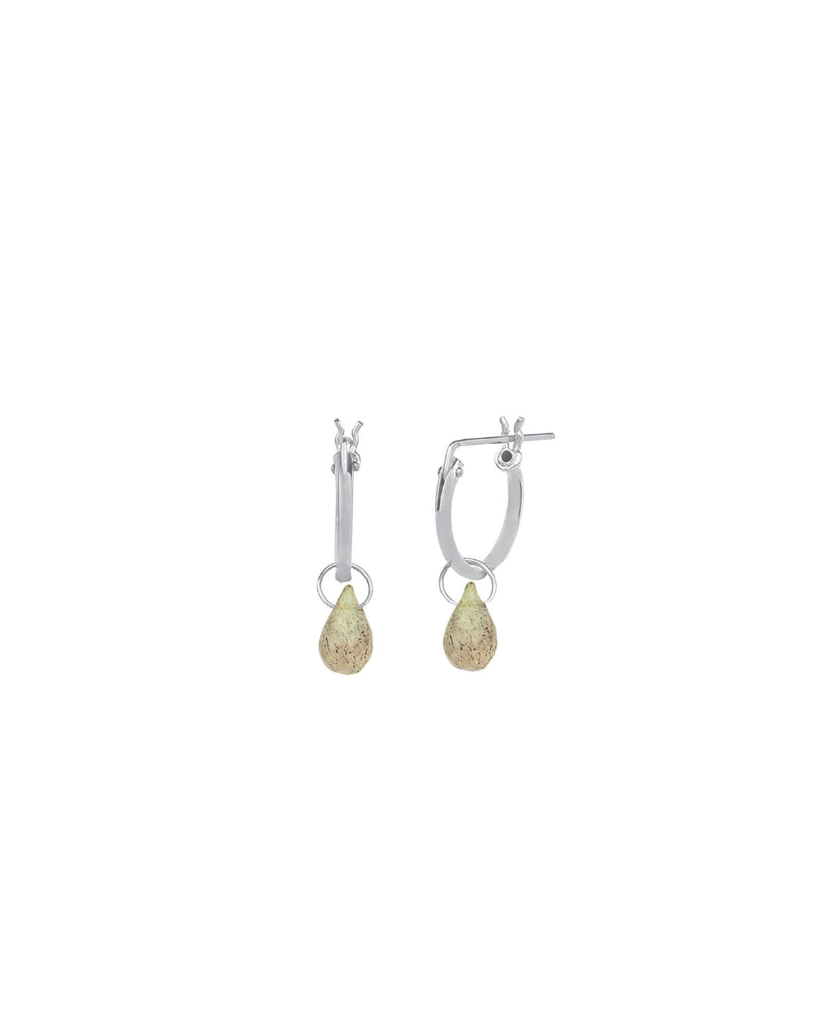 Labradorite Teardrop Floating Drop Huggies | 12mm
