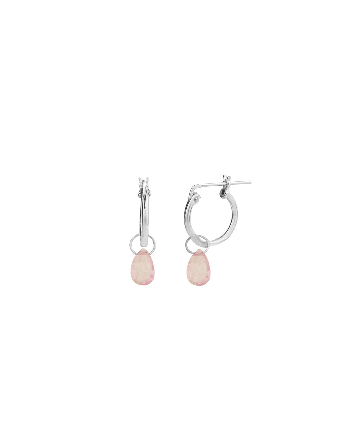 Pink Topaz Heart Floating Drop Huggies | 12mm