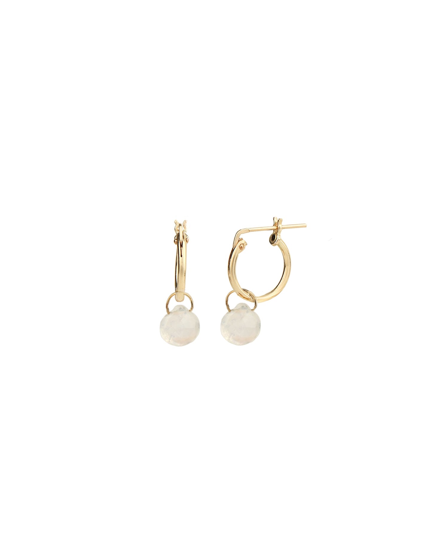 Rainbow Moonstone Heart Floating Drop Huggies | 12mm