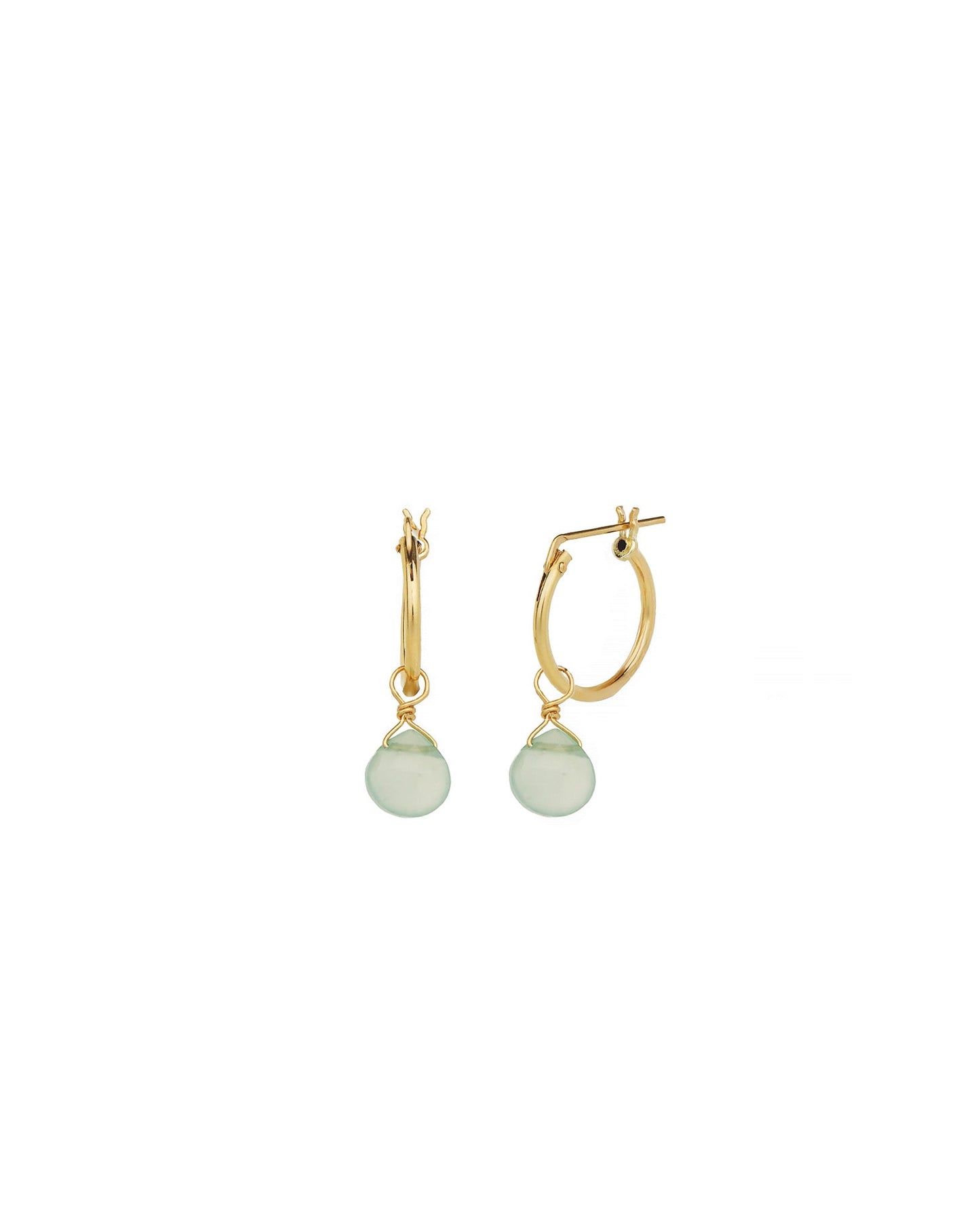 Aqua Chalcedony Heart Floating Drop Huggies | 14mm