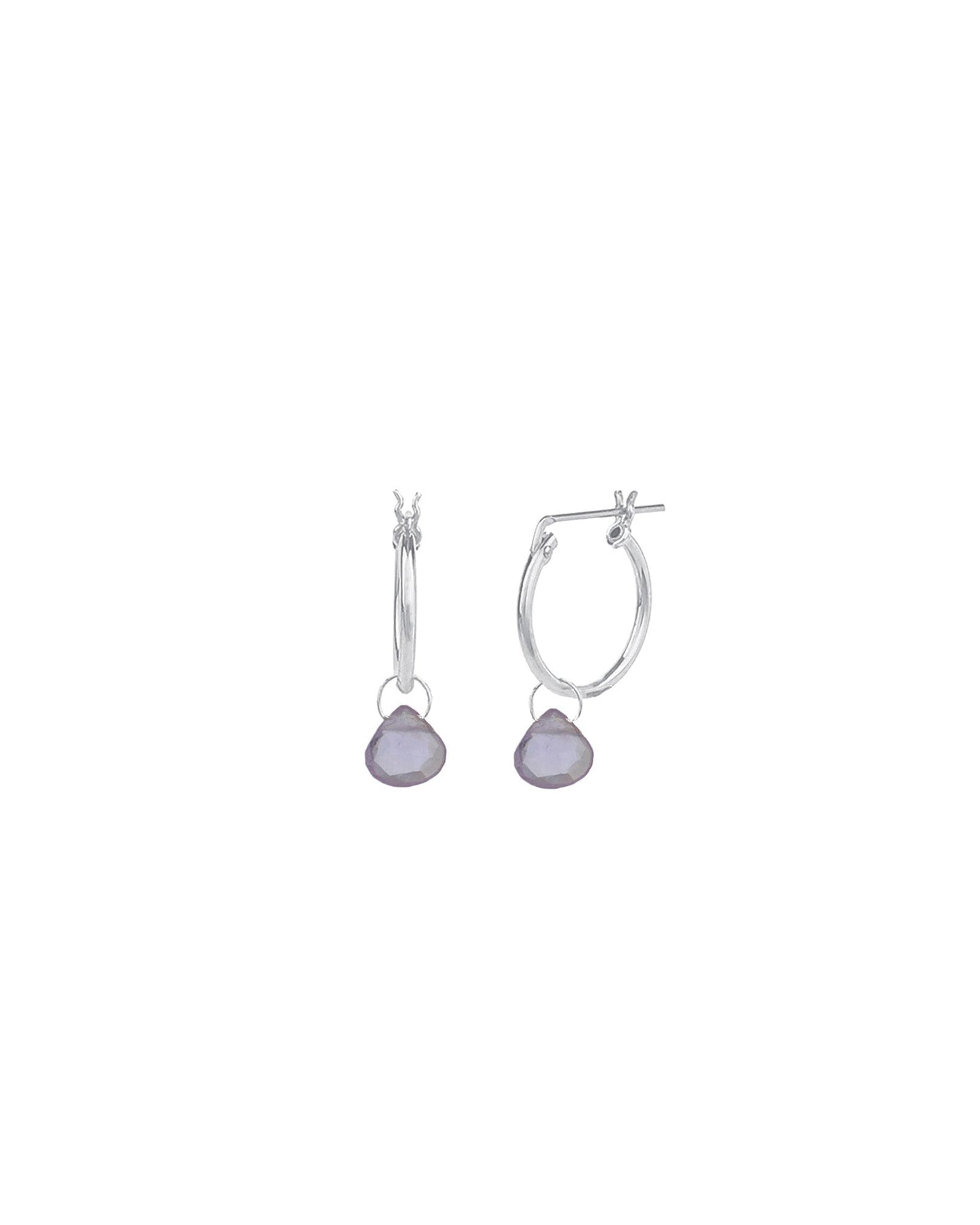Amethyst Heart Floating Drop Huggies | 14mm