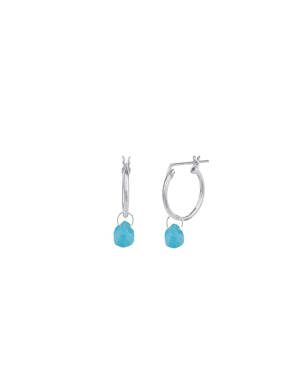 Turquoise Pear Floating Drop Huggies | 14mm