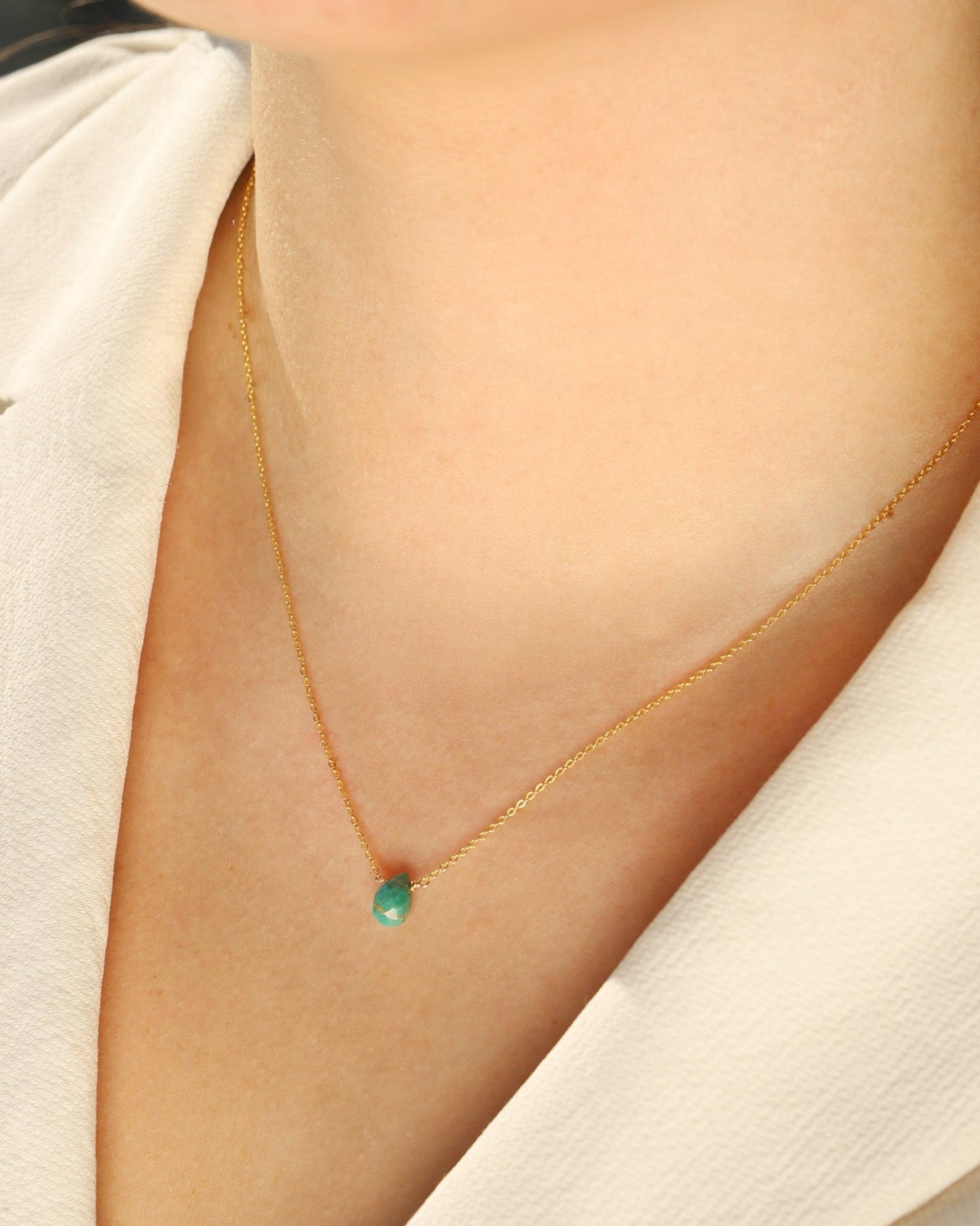 Turquoise Briolette Cable Chain Necklace | 8mm