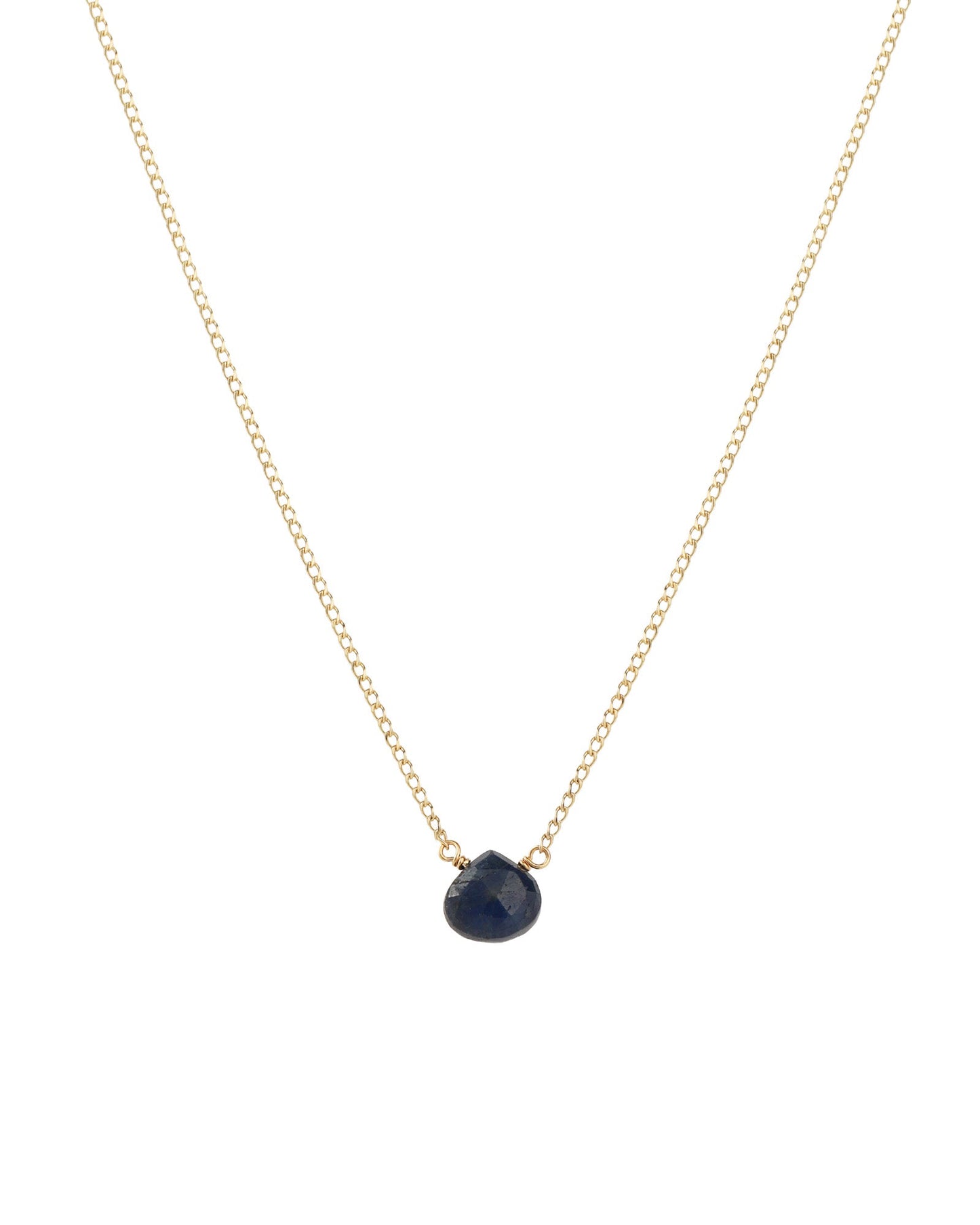 Blue Sapphire Heart Curb Chain Necklace | 8mm