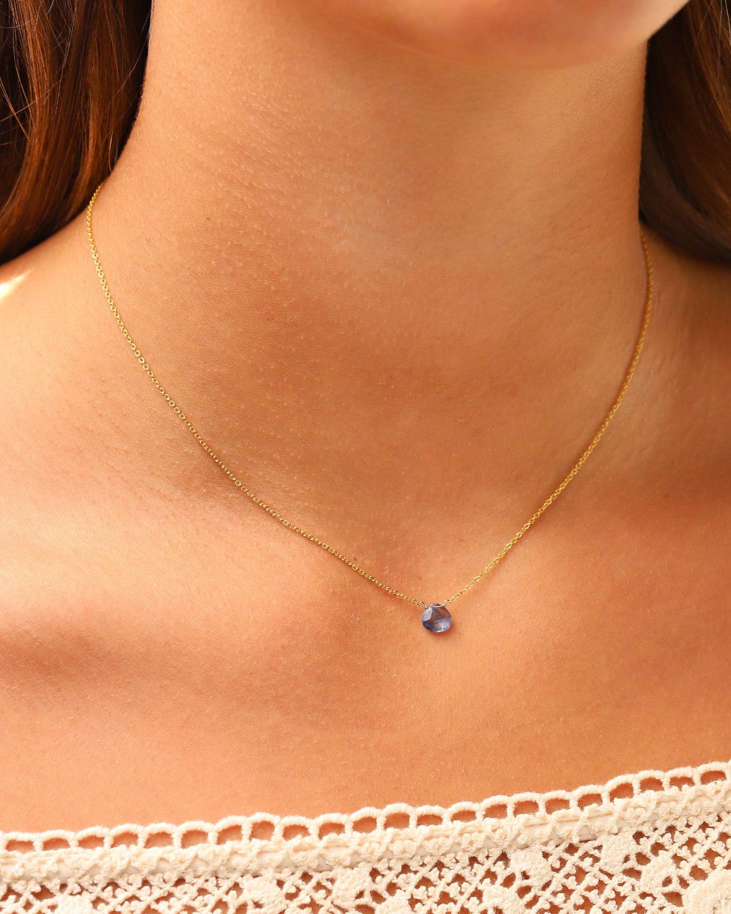 Blue Kyanite Heart Cable Chain Necklace | 10mm